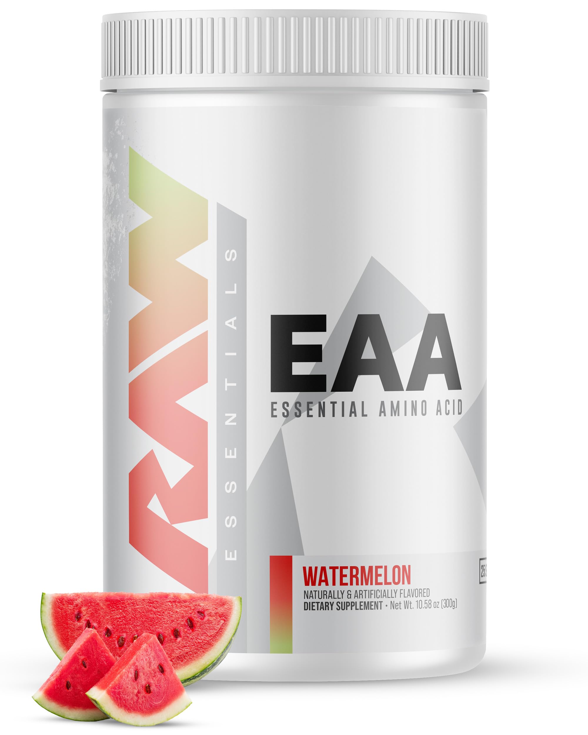 RAW EAA Essential Amino Acids Powder - Watermelon Flavor (25 Servings) | Pre Workout Energy Supplement for Strength, Endurance & Muscle Recovery | BCAA Amino Acid Powder for Men & Women | Ideal for Gym, Fitness & Post-Workout Recovery