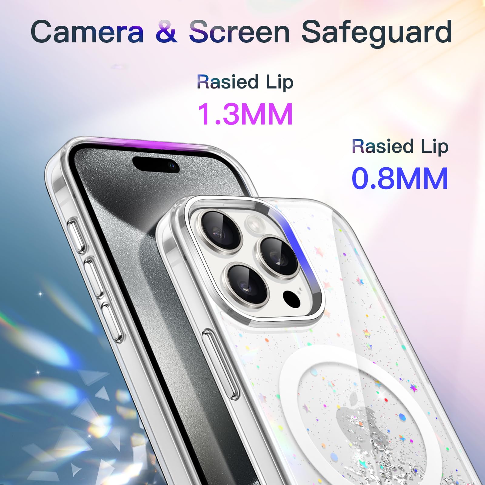JETech Glitter Case for iPhone 15 Pro Max 6.7-Inch | MagSafe Compatible | Clear Sparkle Phone Cover | Shockproof & Magnetic Protection | Cute Bling Design for Women & Girls | Perfect for Parties, Daily Use & Gift Giving