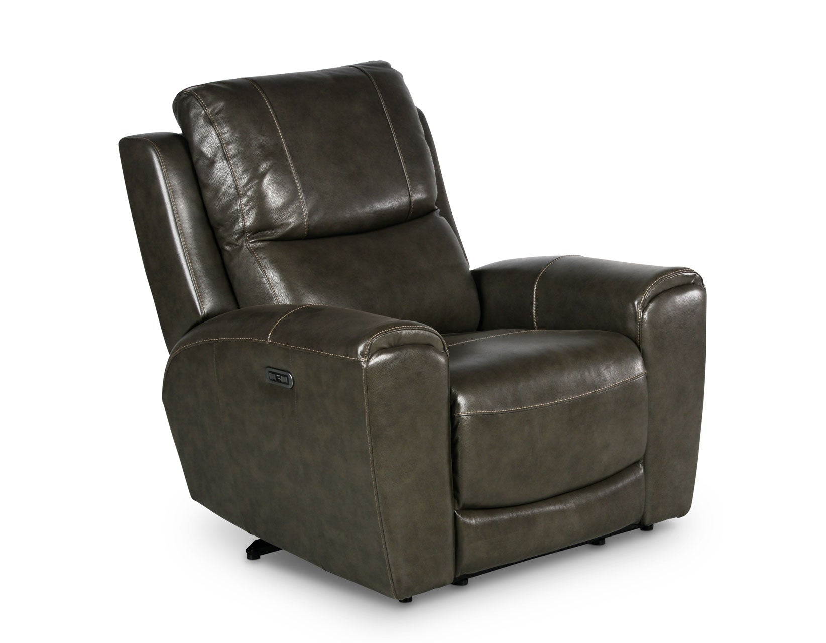 Laura Grey Leather Power Recliner - Electric Lift Chair with Massage & USB Charger for Living Room, Home Theater, and Elderly Comfort