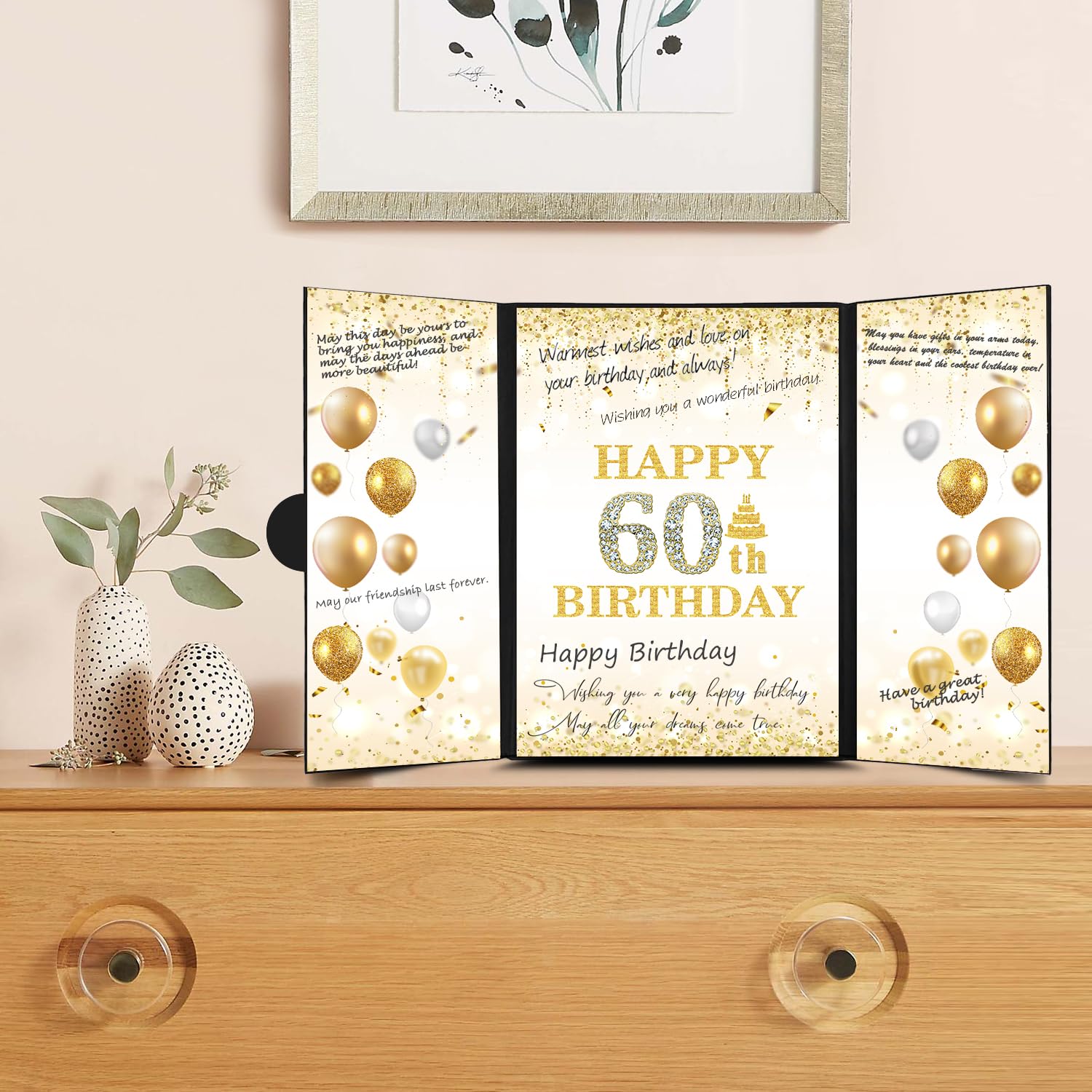 60th Birthday Guest Book for Men & Women - Black Gold Signature Board Alternative, Cheers to 60 Years Party Decorations - Perfect for Milestone Birthday Gifts, Retirement Celebrations & Anniversary Parties