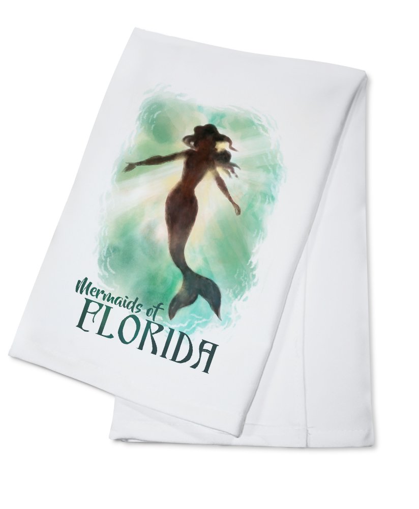 Florida Mermaid Underwater Print 100% Cotton Tea Towel - Decorative Hand Towel for Kitchen, Bathroom & Home Decor - Perfect for Beach House, Coastal Theme or Mermaid Lover Gift