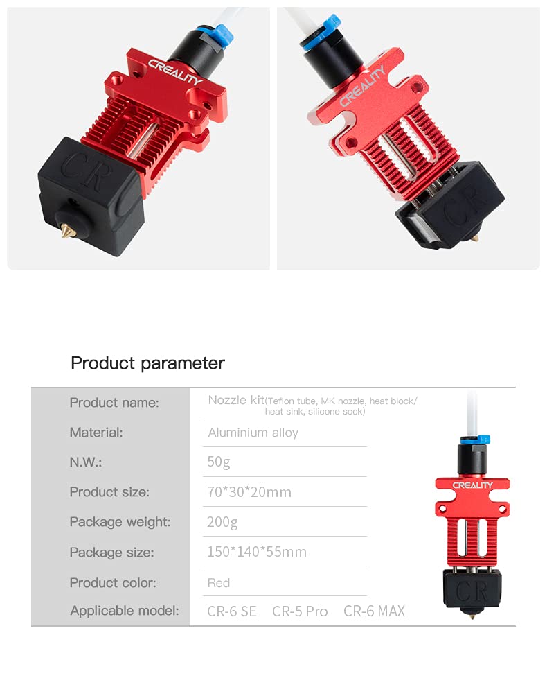 Original CR-6 SE Hotend Extruder Kit with Heating Rod & Thermistor - Compatible with Creality CR-6 SE 3D Printer | Easy Replacement & Maintenance for Smooth 3D Printing