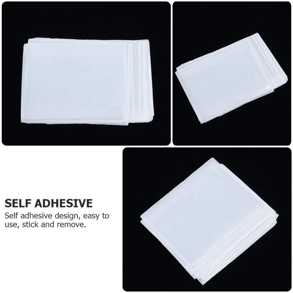 10pcs Clear Self-Adhesive Card Sleeves - Waterproof Business Card Holders, Name Badge Protectors & ID Card Covers for Office, Events, Conventions and Work Security (EVA Material)