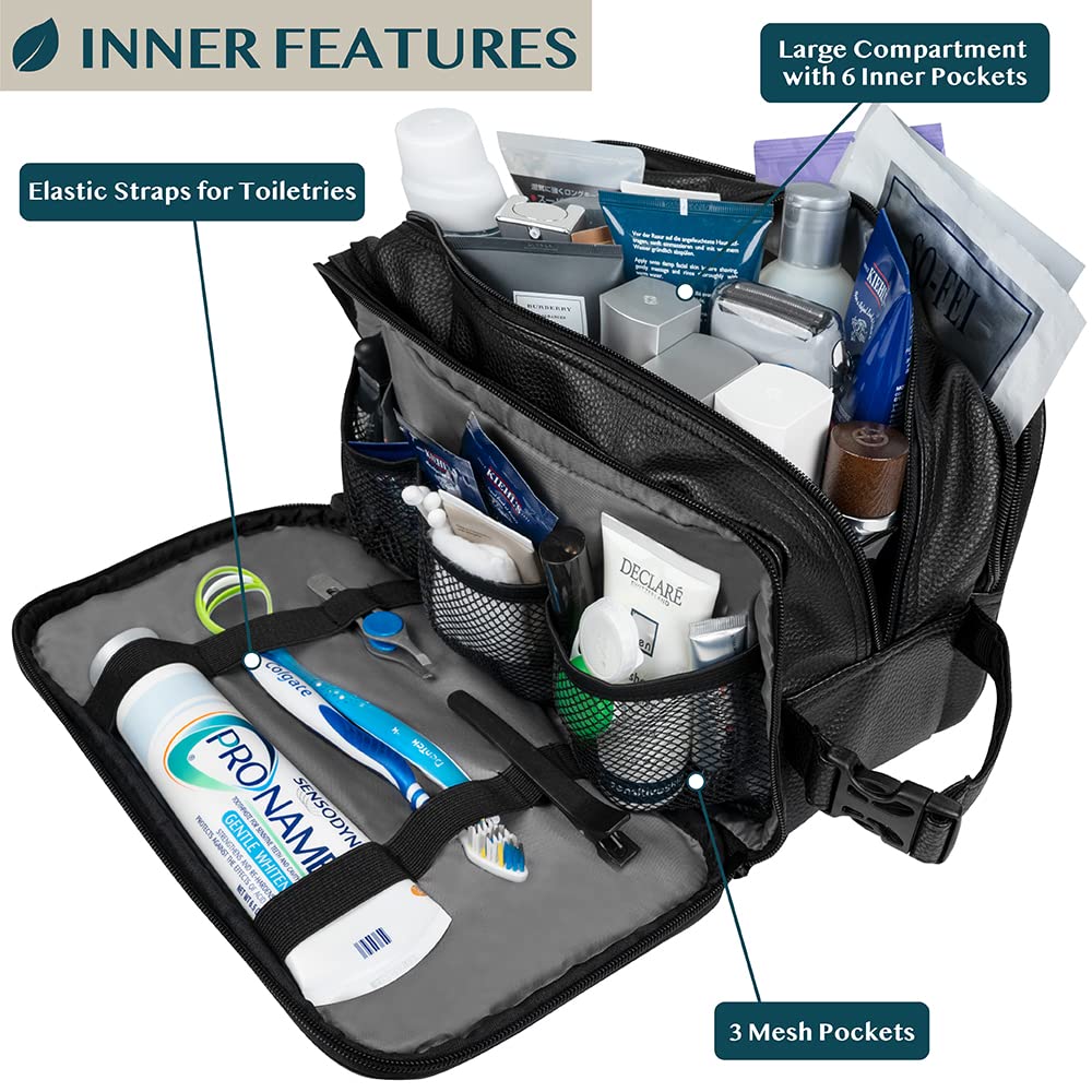 PAVILIA Men's Travel Toiletry Bag - Water-Resistant Shaving Dopp Kit & Cosmetic Organizer Case for Essentials - Perfect for Business Trips, Gym, Camping & Vacation Packing