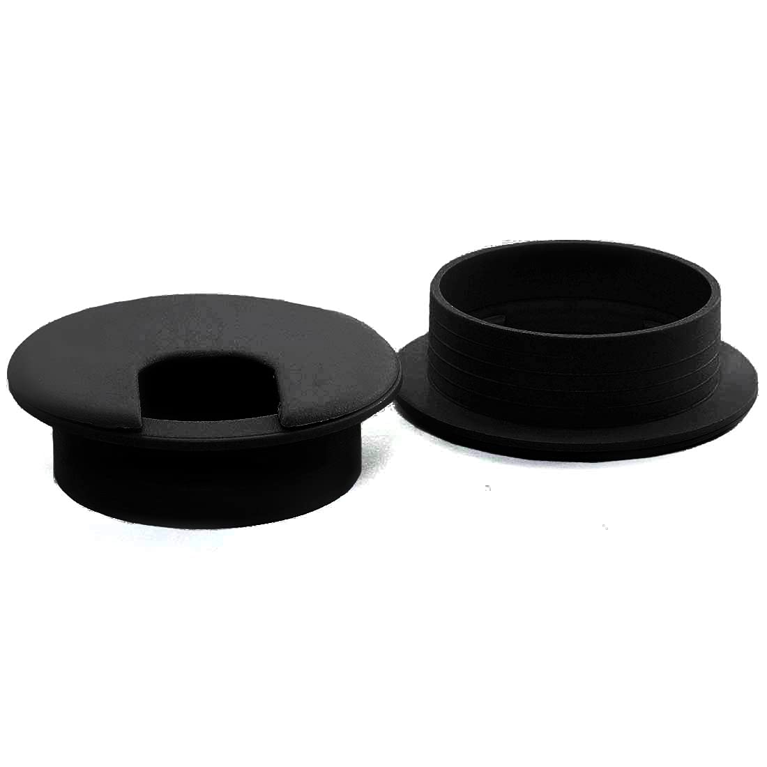 2 Pack 2 Inch Black Plastic Desk Cable Grommet Hole Covers - Wire Cord Organizer for Office PC Computer Desk - Perfect for Cable Management in Home Office, Gaming Setup & Workstation Organization