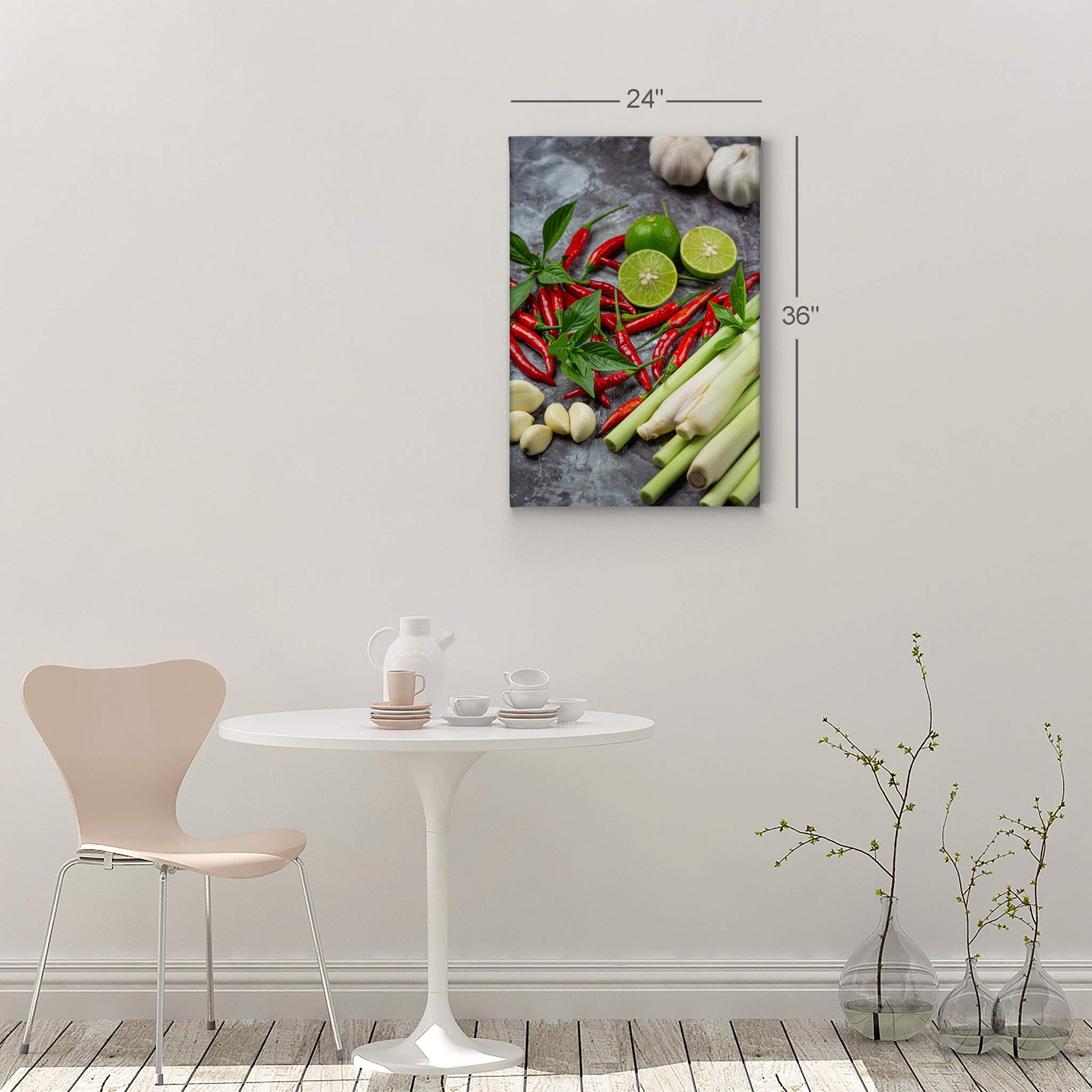 Red Hot Chili Pepper Lime & Garlic Kitchen Canvas Wall Art Print – Modern Farmhouse Decor for Restaurant, Cafe & Dining Room – Housewarming Gift – Ready to Hang 40x30 – Perfect for Home, Office & Commercial Spaces