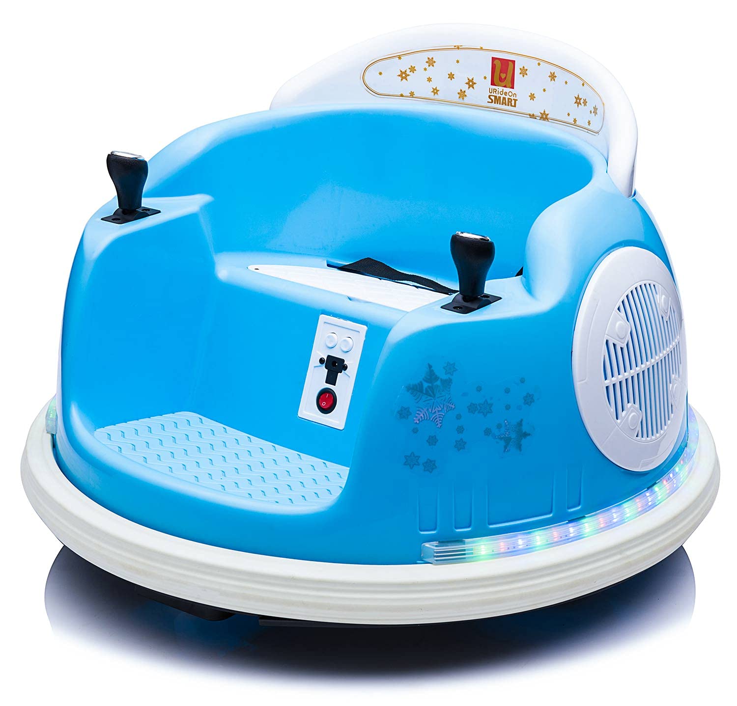 URideon 6V Electric Ride On Bumper Car for Kids - Remote Control, Music & Colorful LED Lights - Battery Powered Blue Kids Toy - Perfect for Indoor Playrooms, Birthday Gifts & Family Fun