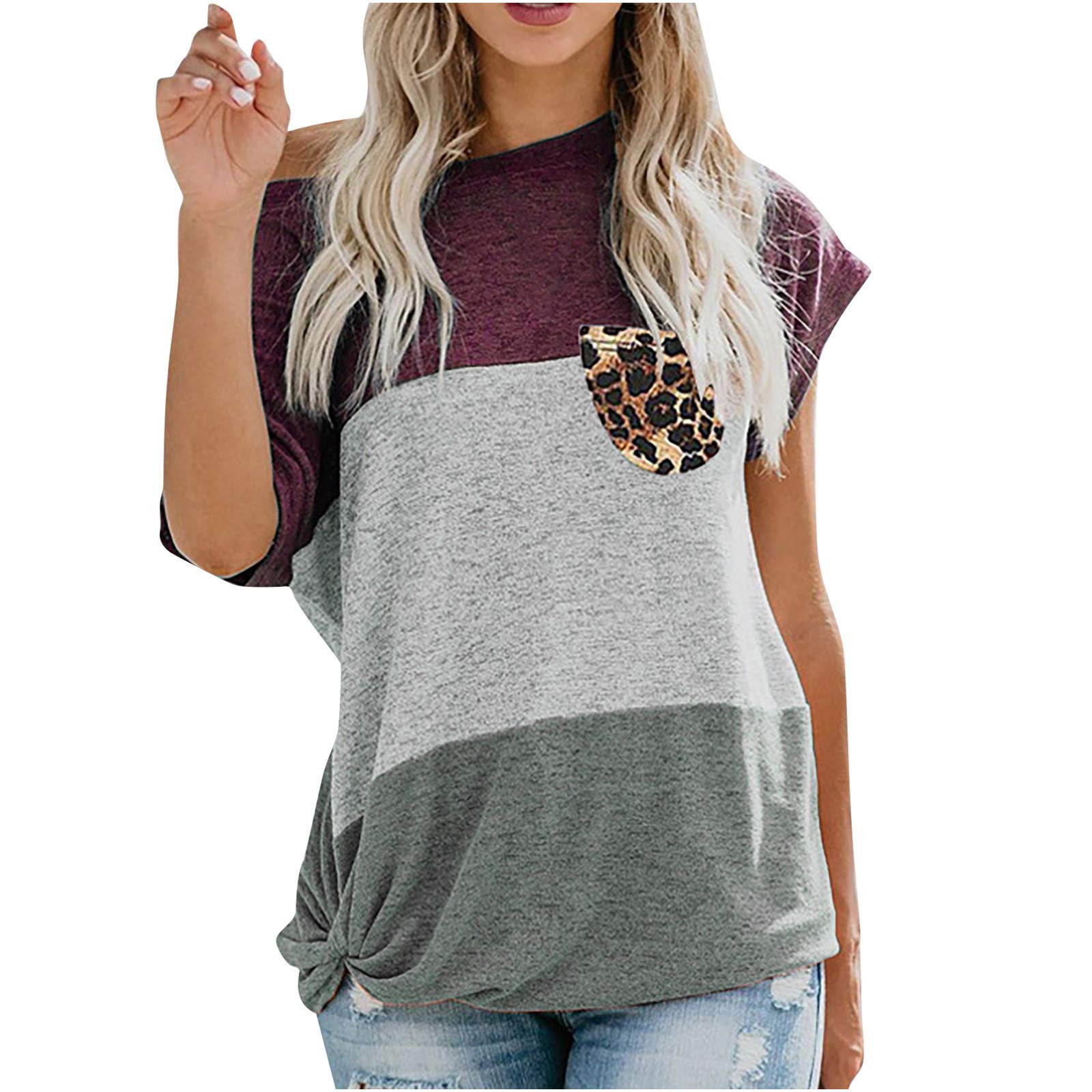 Women's Short Sleeve Leopard Print T-Shirts - Casual Tunic Tops & Workout Crop Tops for Women | Perfect for Everyday Wear, Gym & Summer Outfits