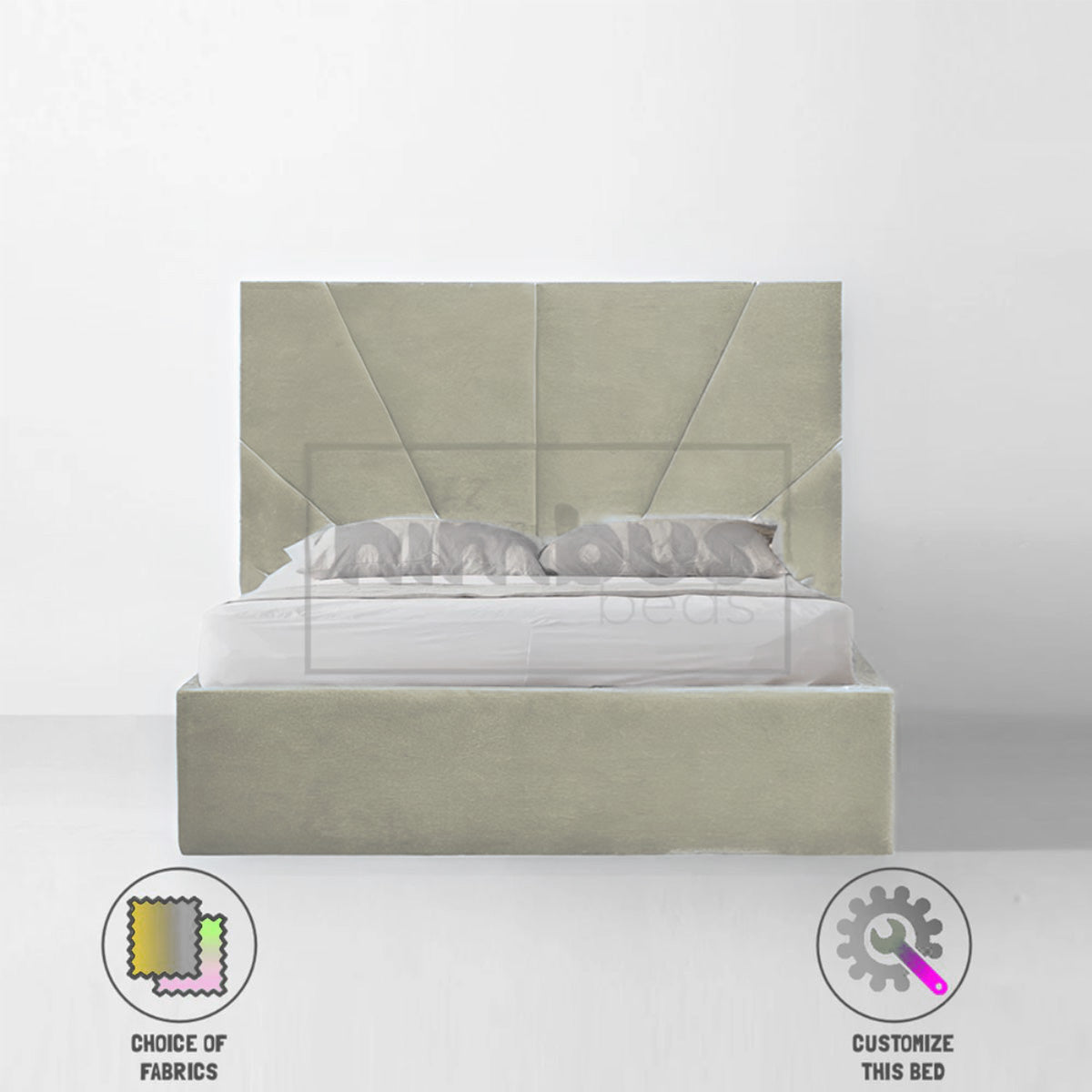 Modern Sunset Bed Frame - Queen Size Wooden Platform Bed with Headboard & Storage - Perfect for Bedroom, Guest Room & Small Spaces