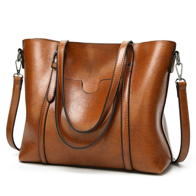 Premium Women's Oil Wax Leather Handbag - Stylish Crossbody Purse for Work, Travel & Everyday Use