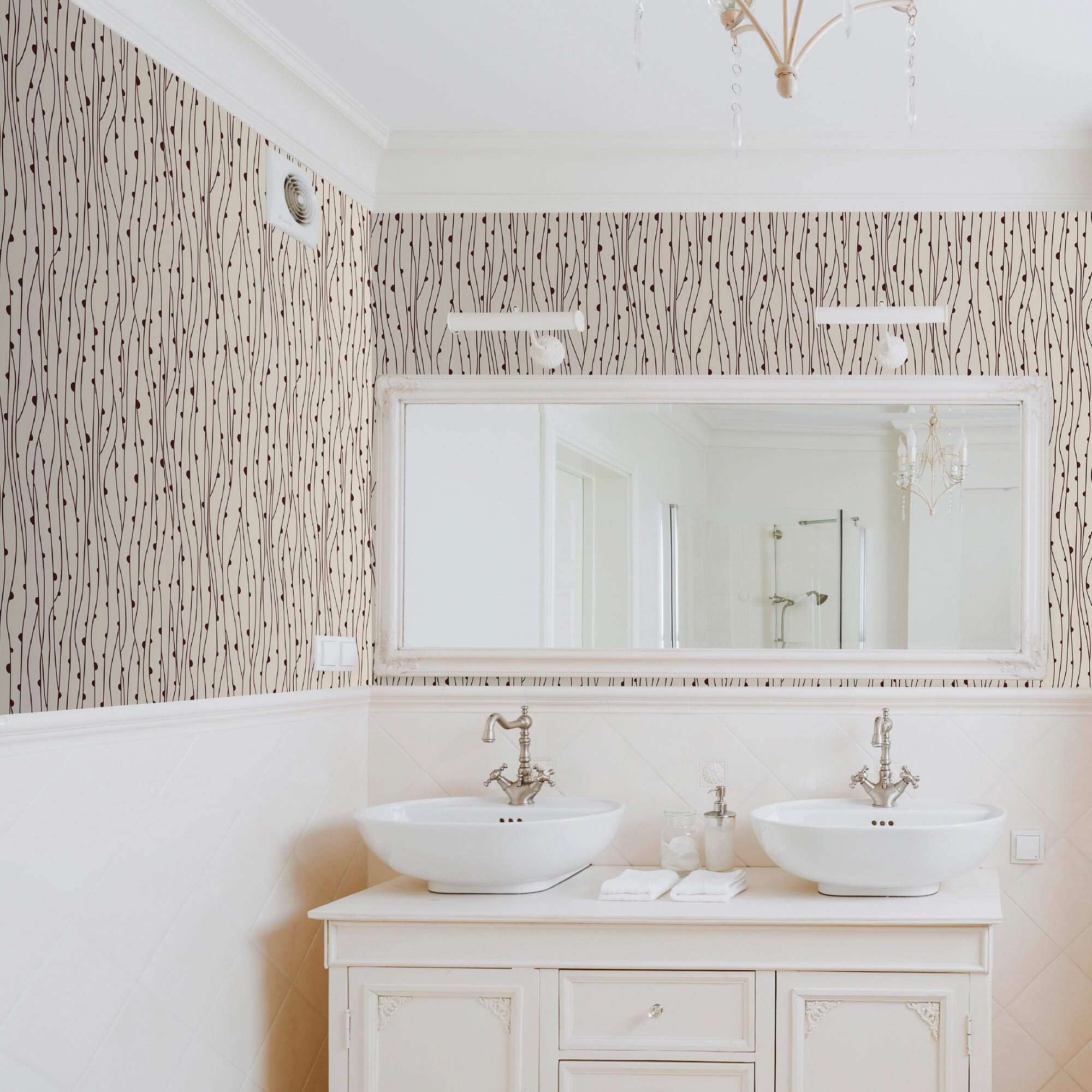 Beige and Black Striped Peel & Stick Removable Wallpaper - Self-Adhesive Decorative Wall Covering for Bedroom, Living Room, Nursery & Home Office