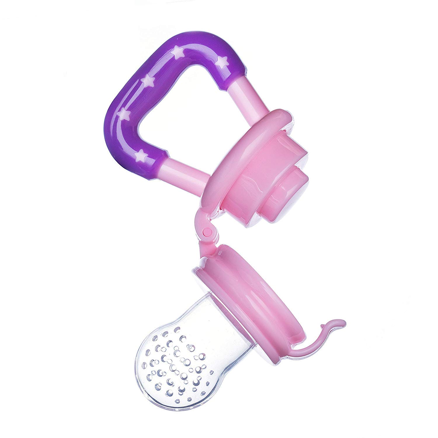 SYGA Medium Fresh Food Nibbler - Baby Fruit Feeder Pacifier with Soft Nipple, BPA-Free Teether for Infants & Toddlers (Pink) - Perfect for Introducing Solids, Soothing Teething Pain & On-the-Go Feeding