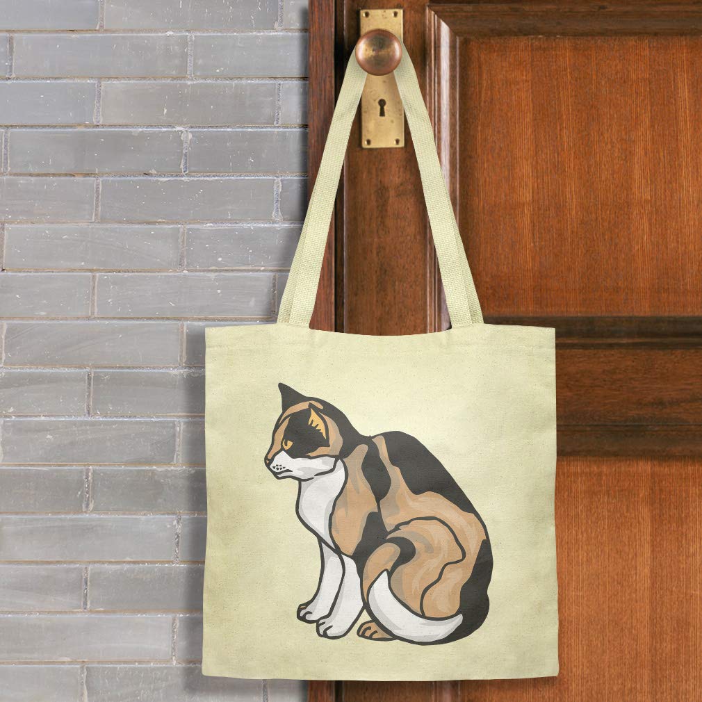 Custom Canvas Tote Bag with Cute Calico Cat Print - Reusable Eco-Friendly Shopping & Beach Bag for Women - Perfect for Groceries, Travel, and Daily Use