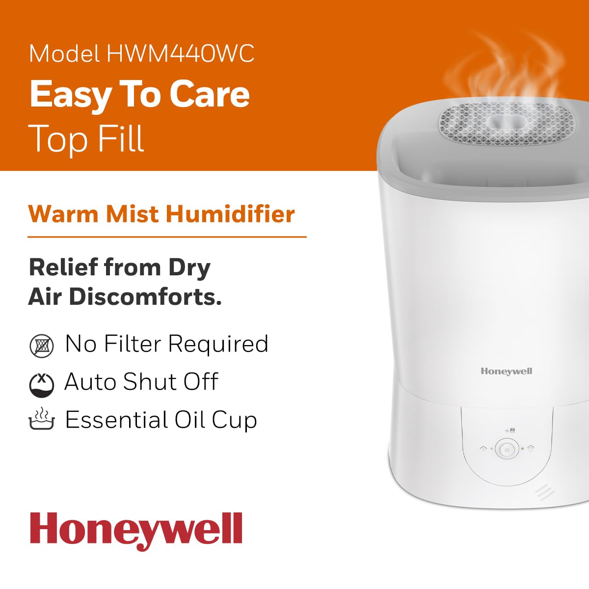1.5 Gallon Warm Mist Humidifier with Top Fill Design - Perfect for Bedroom, Nursery & Office Air Moisturizing