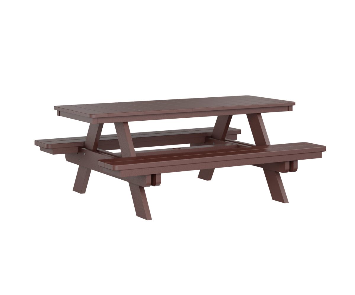 Berlin Gardens Rectangular Picnic Table - Outdoor Dining Set for Patio, Backyard, and Park - Heavy Duty Weather-Resistant Wooden Picnic Bench with Umbrella Hole