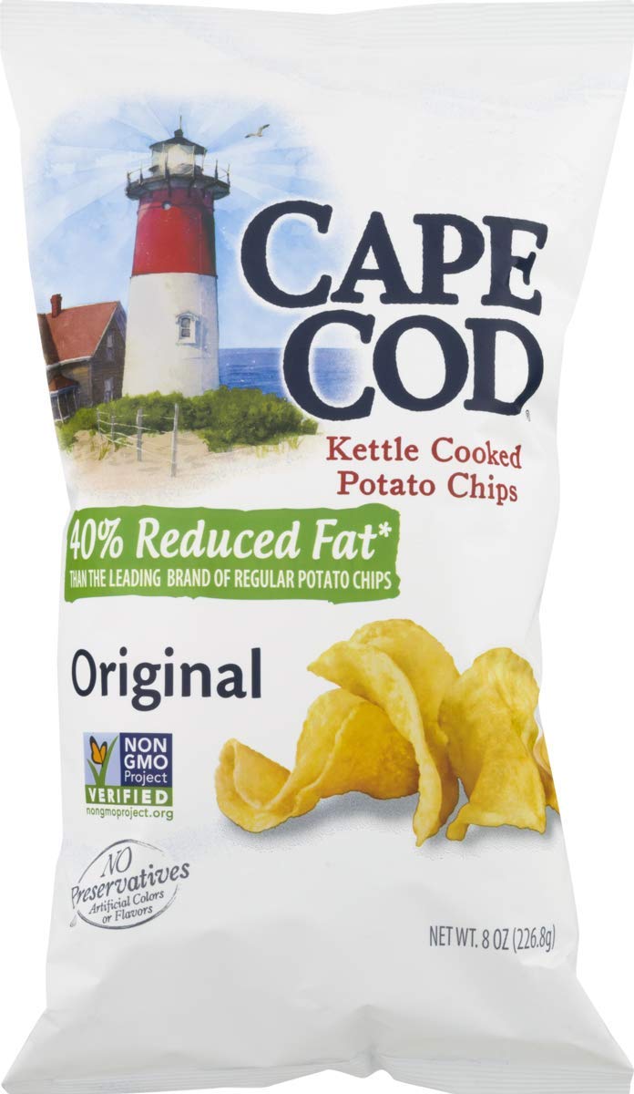 **Cape Cod Kettle Cooked Potato Chips – All Natural, Reduced Fat (40% Less Fat), 8 oz Bags (Pack of 4) – Perfect for Snacking, Parties & Lunchboxes**