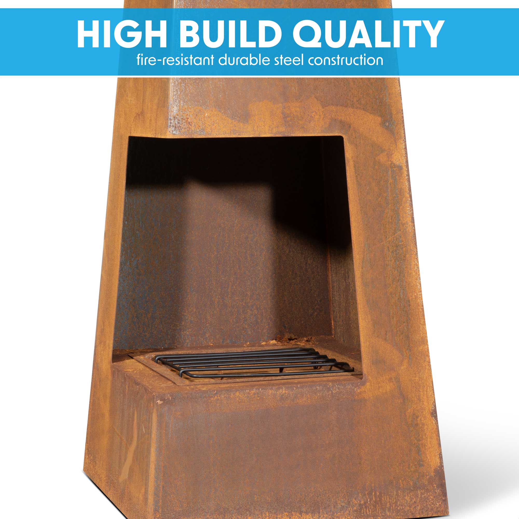 Outdoor Pyramid Chiminea Wood Burner - Corten Steel Patio Heater for Garden, Backyard & Camping | Perfect for Cozy Nights & Outdoor Gatherings