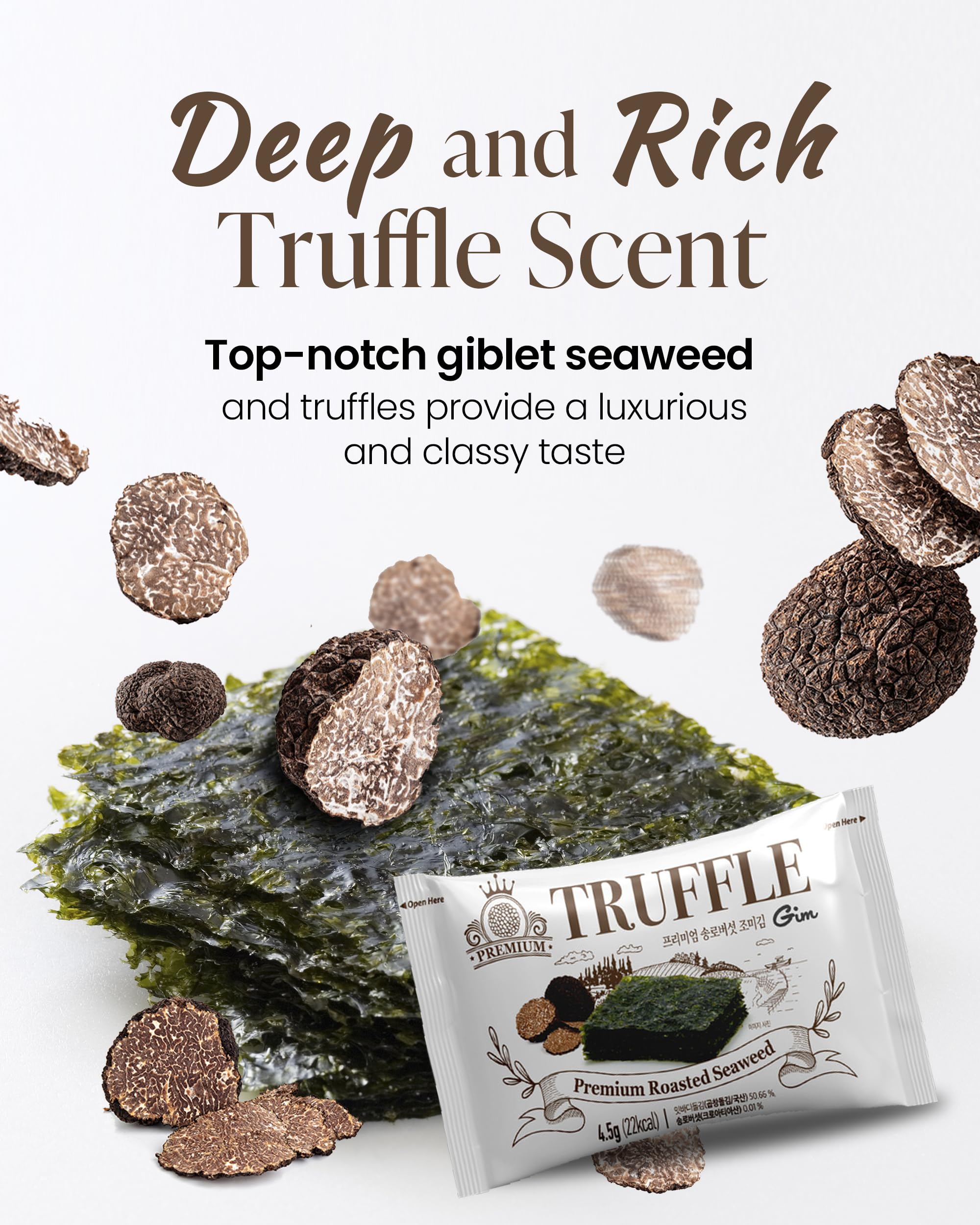 Premium Korean Roasted Seaweed Snacks with Black Truffle - GOTBanchan Organic Nori Sheets (10-Pack) | Low Carb, Gluten-Free | Perfect for Sushi, Gimbap, Musubi & Healthy Snacking