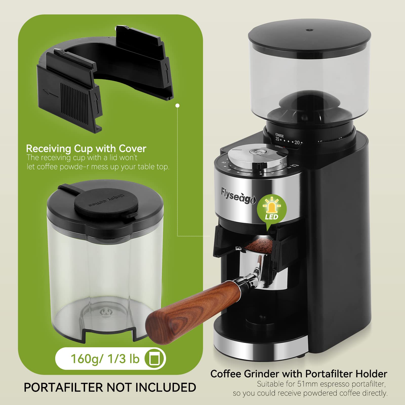 Premium Electric Conical Burr Coffee Grinder - 25 Adjustable Settings for Espresso, French Press, Drip & Turkish Coffee - Grinds 2-12 Cups - Perfect for Home Baristas & Coffee Enthusiasts - Ideal for Morning Brews, Office Use & Entertaining Guests