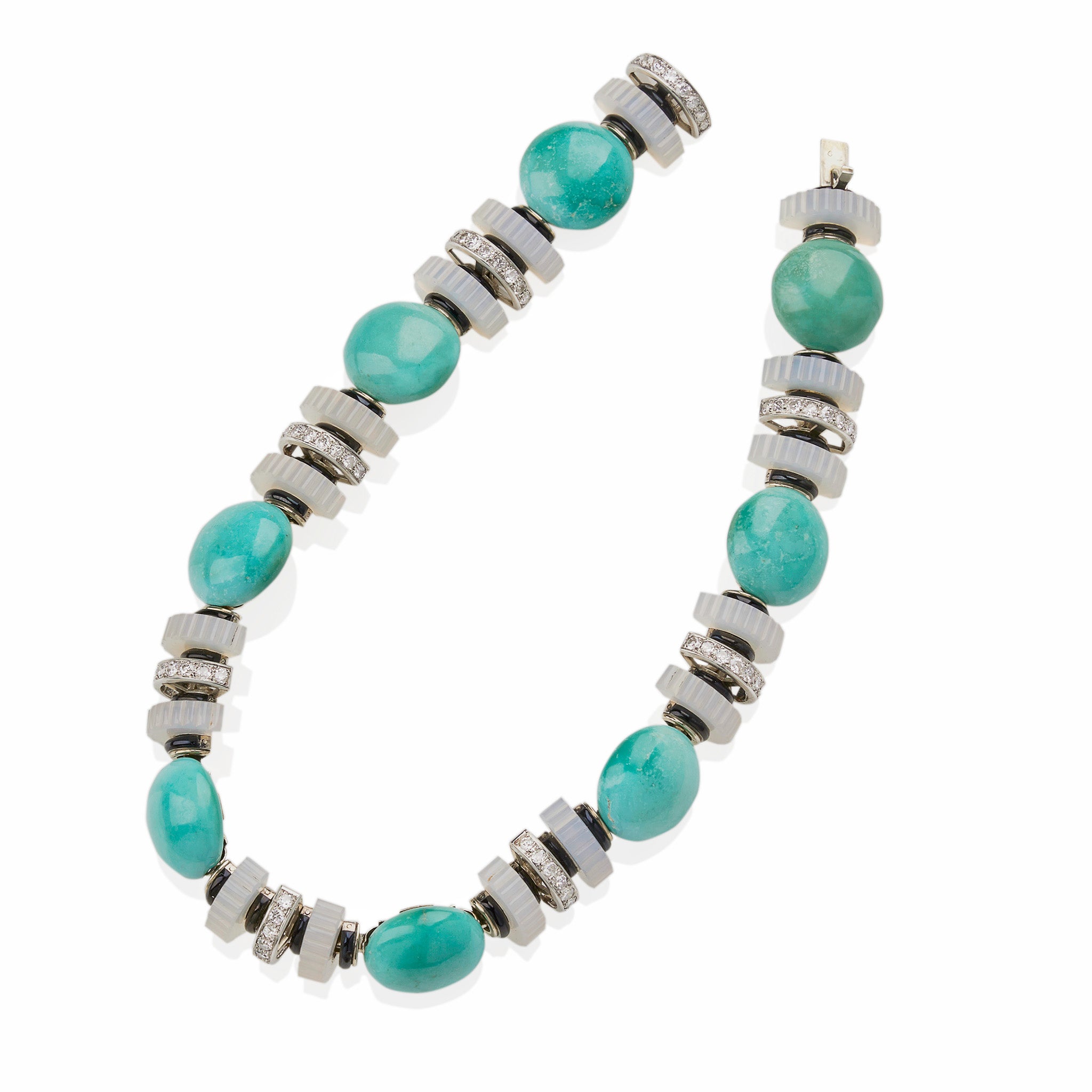 Mauboussin Turquoise, Chalcedony & Diamond Necklace for Women | Elegant Jewelry Gift for Anniversary, Wedding & Special Occasions