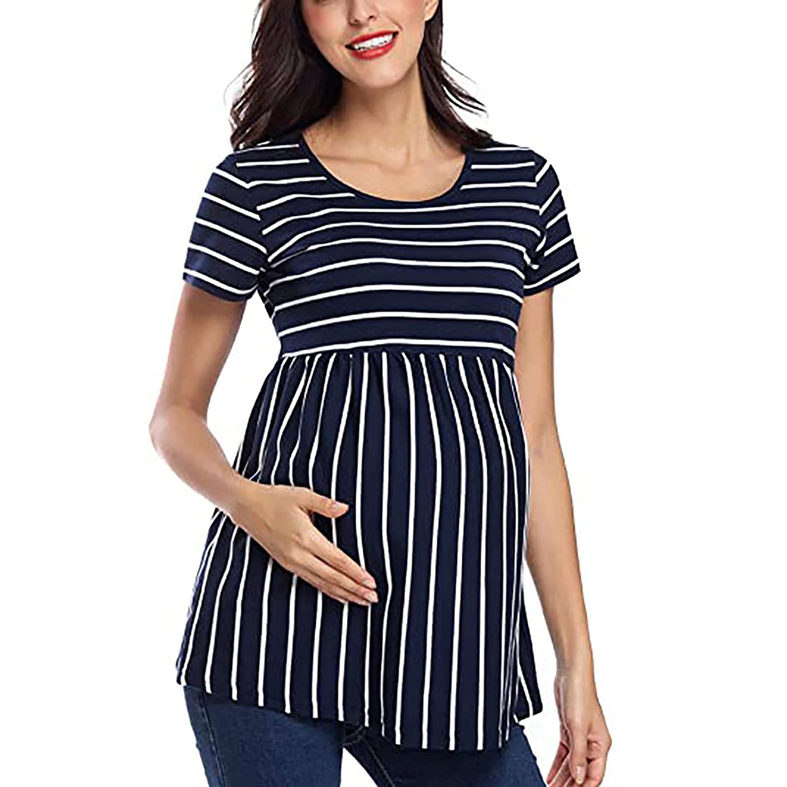 Pregnancy Maternity T-Shirts for Women - Short Sleeve Comfortable Maternity Tops with Stylish Wolf Print - Perfect for Casual Wear, Nursing, and Everyday Fashion
