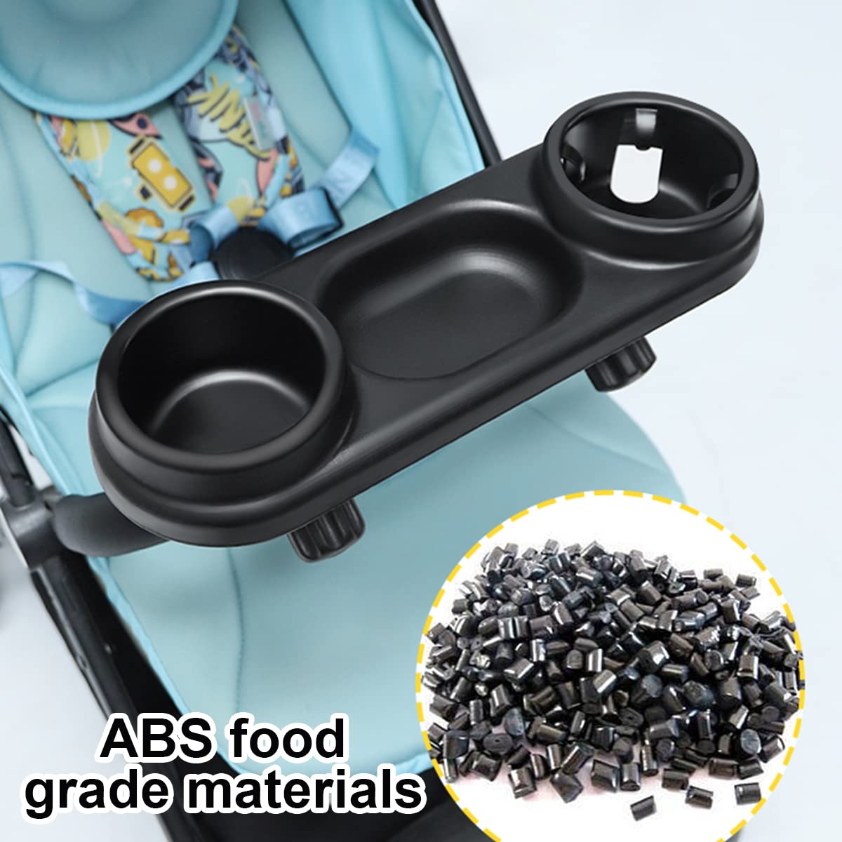 Universal Stroller Snack Tray with Cup Holder - Removable Non-Slip Food Tray for Baby Strollers | Fits Round Armrests | Perfect for Snacks, Drinks & Toys On-the-Go (Park, Travel, Shopping)