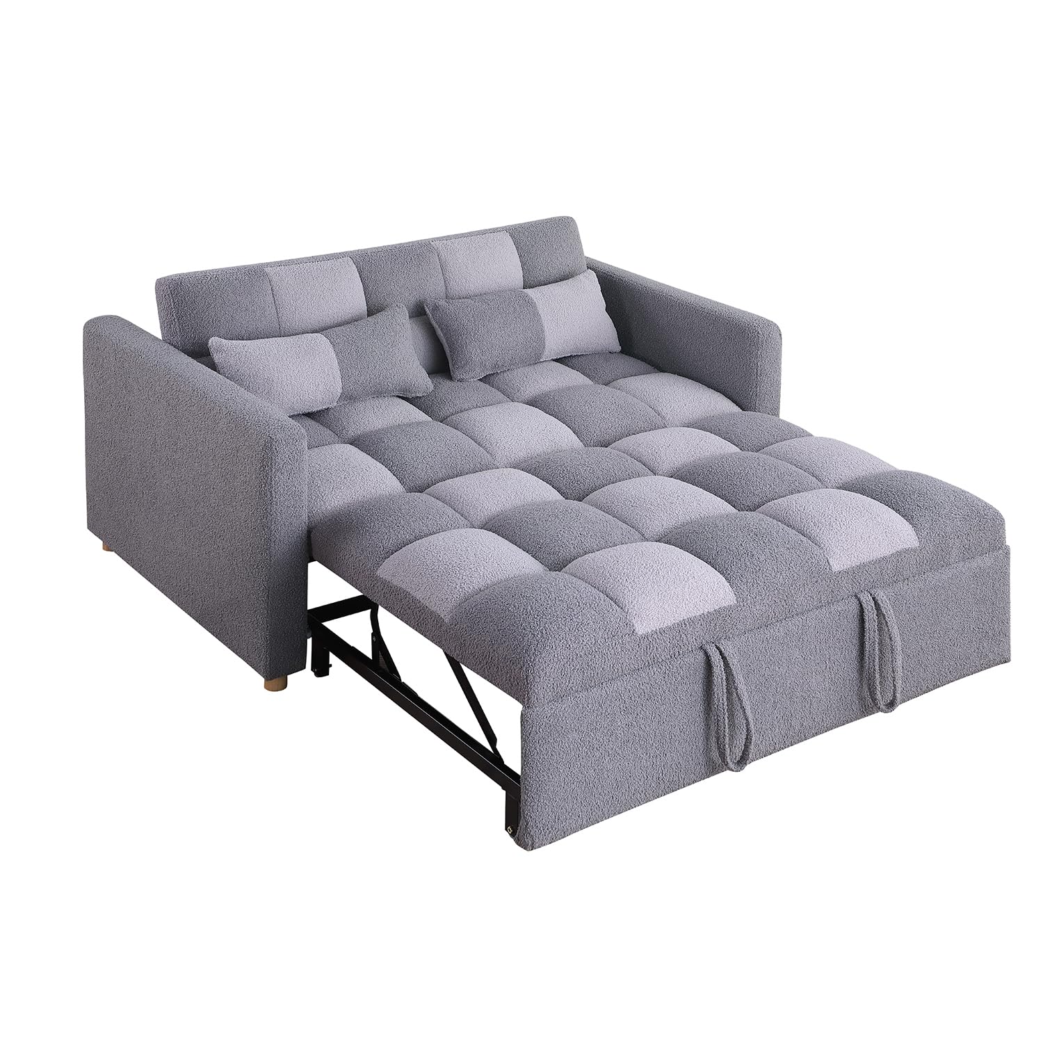 PAPAHUG Convertible Sleeper Sofa Bed - Twin Size Pull Out Sofa Bed with Reclining Backrest, 2 Pillows & Adjustable Backrests - Loveseat Chaise Lounge for Small Spaces - Perfect for Apartments, Offices & Home Use (Grey) - Great for Guest Rooms, Studio Living & Multi-Functional Spaces