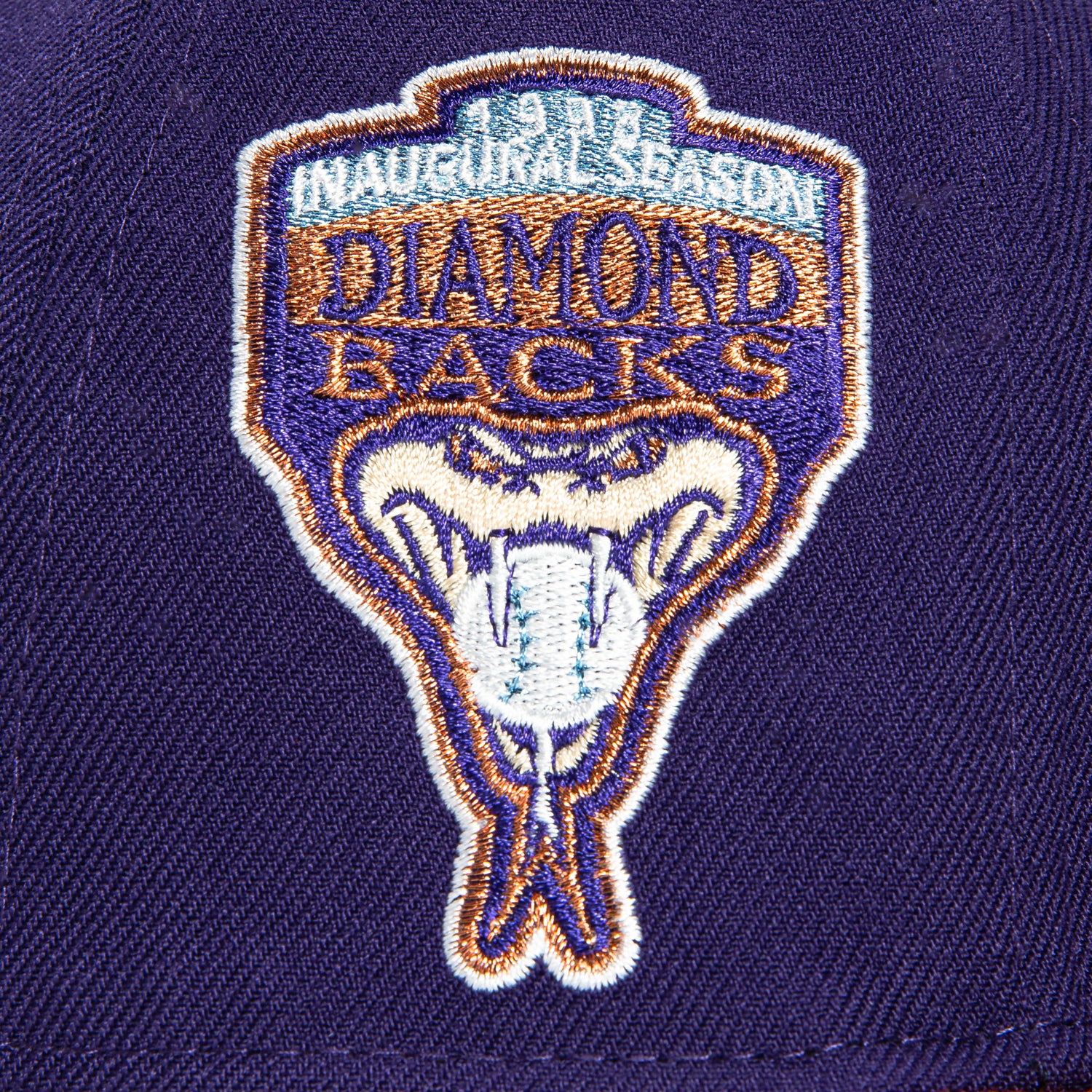 New Era 59Fifty Arizona Diamondbacks MLB Baseball Cap with Inaugural Patch - Purple, Burnt Orange & Metallic Copper | Official Licensed Snapback Hat for Fans, Sports & Casual Wear