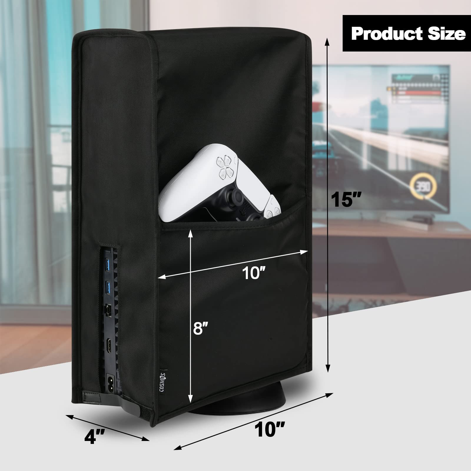 PS5 Console Dust Cover - Anti-Scratch & Waterproof Protector Sleeve with Side Pockets for PS5 Digital & Disc Edition | Gaming Accessory for Home Entertainment Setup