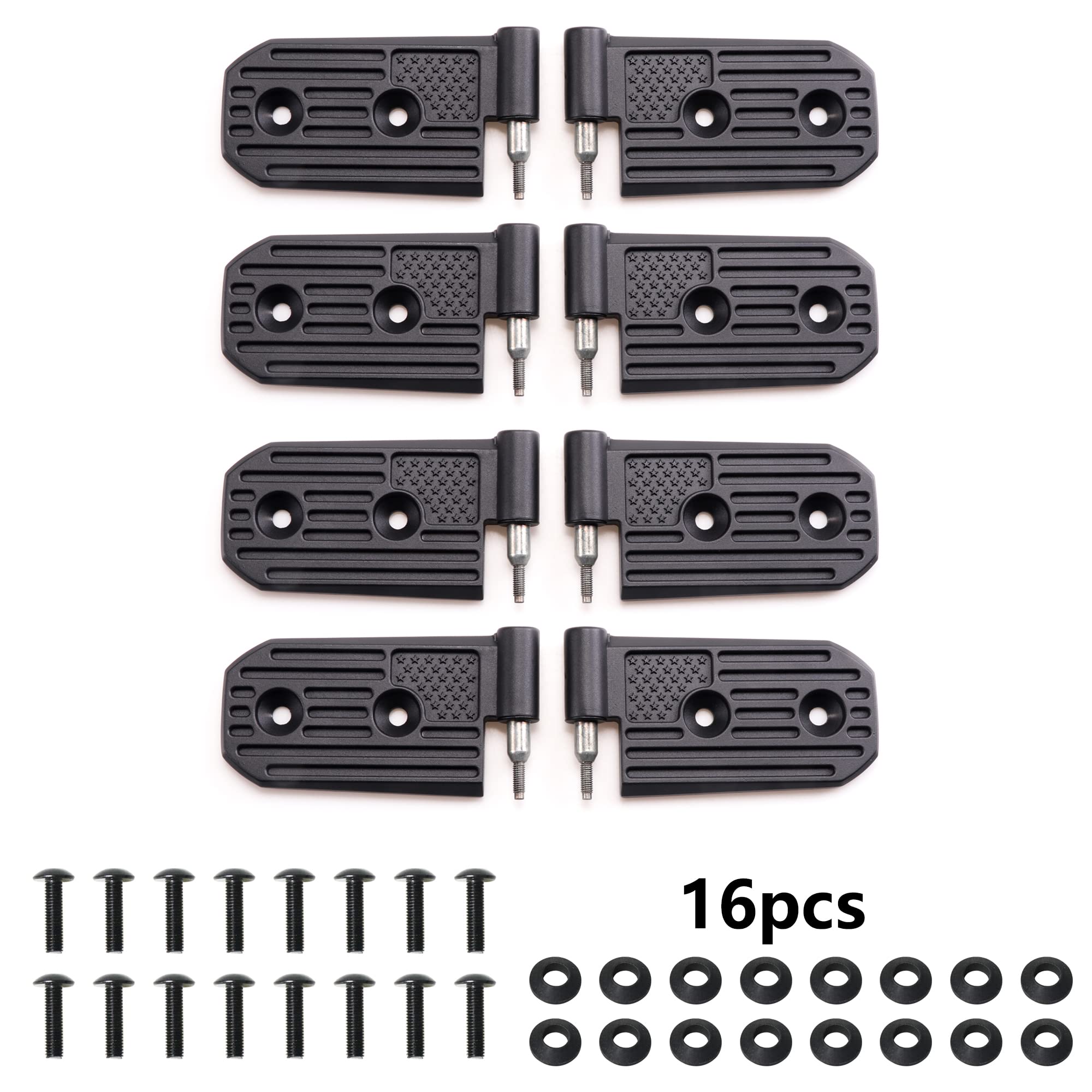 **JL Door Hinges for Jeep Wrangler & Gladiator (2018-2023) - OEM Replacement Hinge Sleeves, Aluminum, Black (8-Piece Set) - Perfect for Off-Roading & Daily Driving**