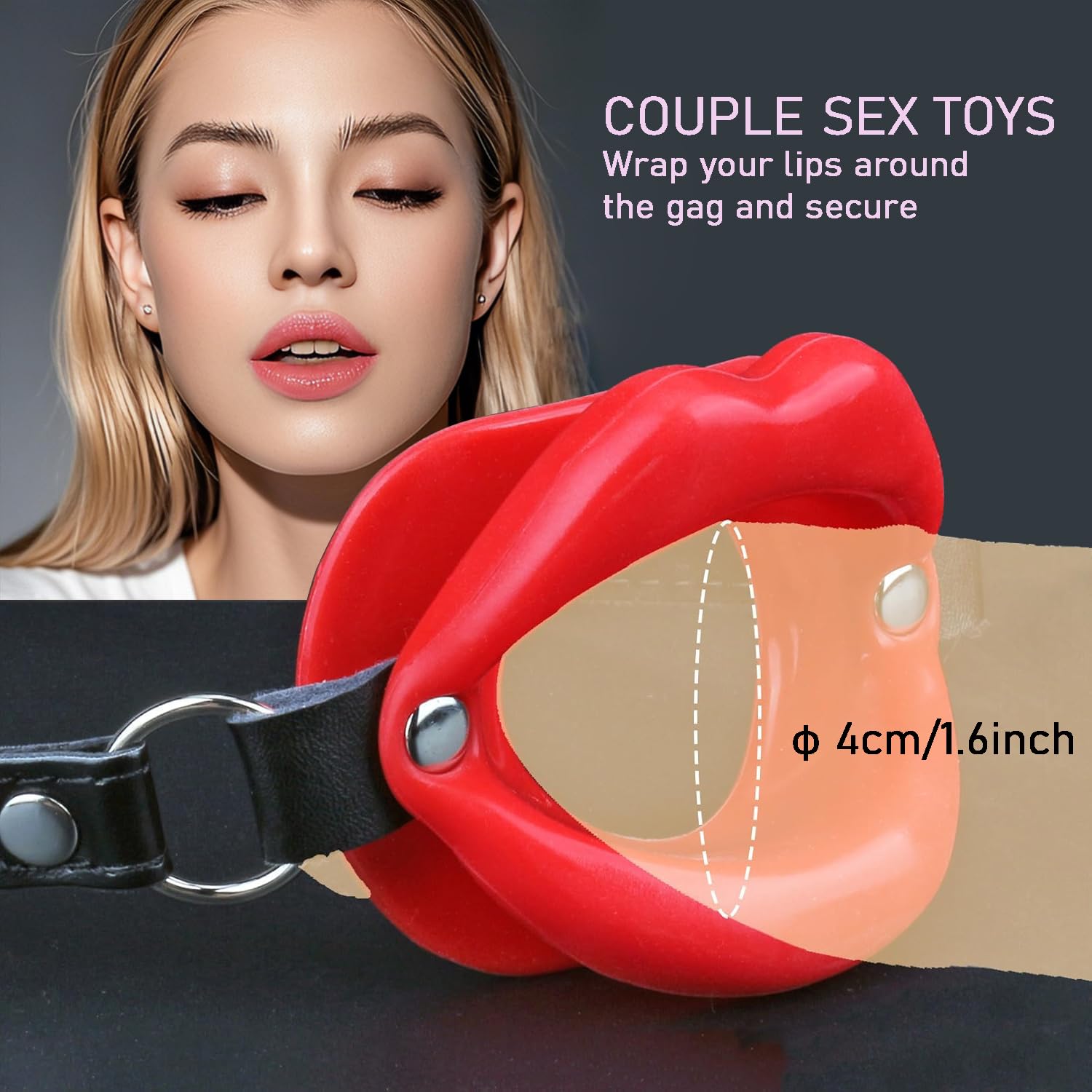 BDSM Open Mouth Ball Gag for Adults - Ring Gag for Mouth Play & Bondage Sex Accessories - Breathable Muzzle Gag for Couples & Women - Perfect for Role Play, BDSM Scenes & Spicing Up Your Sex Life (Red)