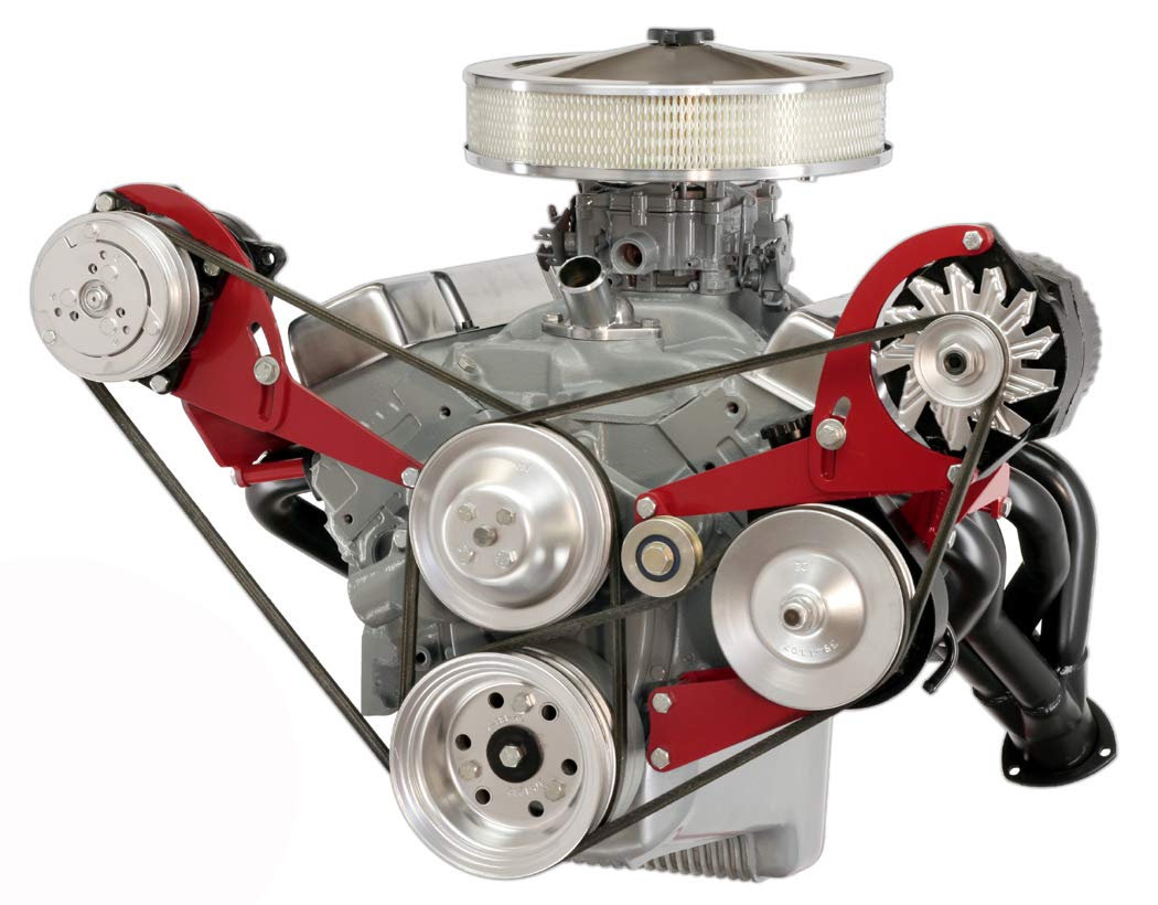 Alan Grove Alternator and Power Steering Bracket Kit - Driver Side Mount for Small Block Chevy Engines - Compatible with GM Alternator & Saginaw Pump - Steel Construction - Short Water Pump - Perfect for Classic Car Restoration & Performance Upgrades