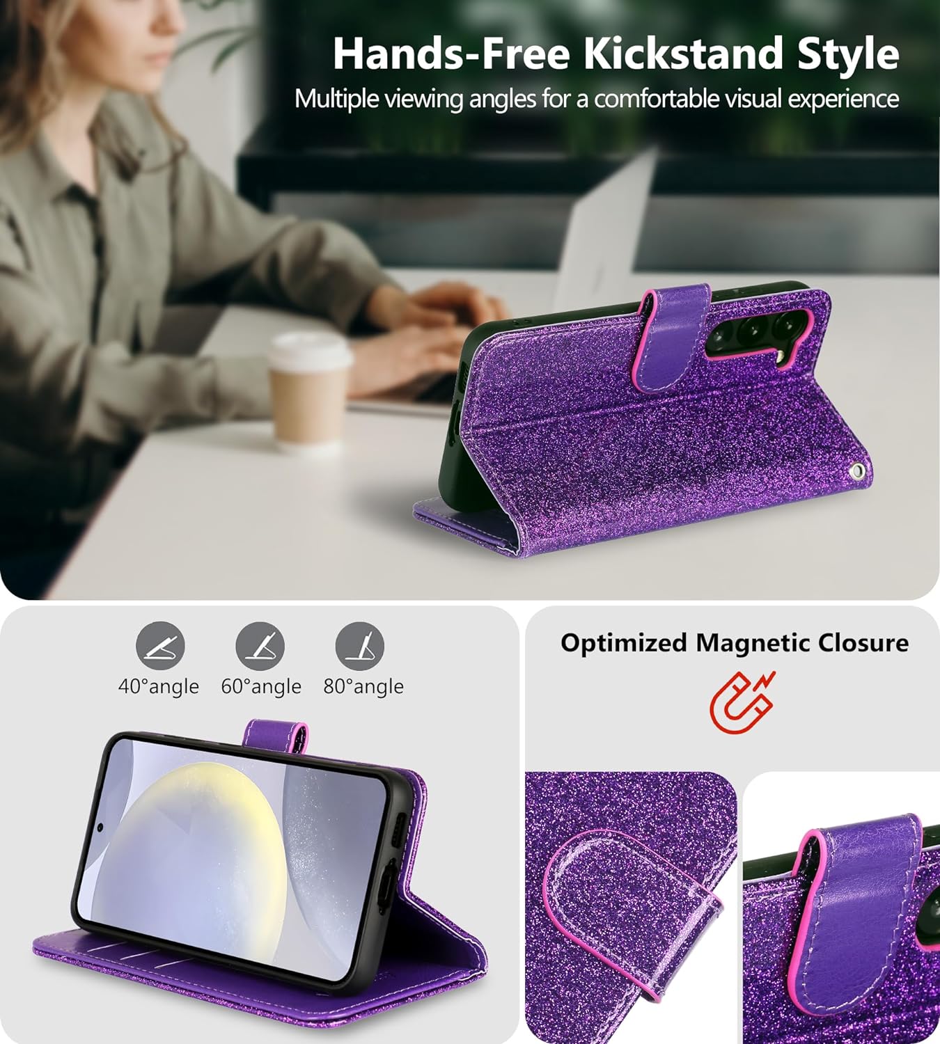 Samsung Galaxy S24 Plus Wallet Case with RFID Blocking - Premium PU Leather Protective Cover for Phone & Cards | Perfect for Travel, Work & Daily Use