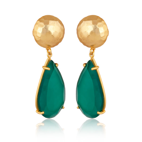 Ocean Tide Drop Earrings - Green Onyx Gemstone Dangle Earrings for Women | Boho Beach Jewelry Gift | Perfect for Weddings, Vacations & Summer Outfits