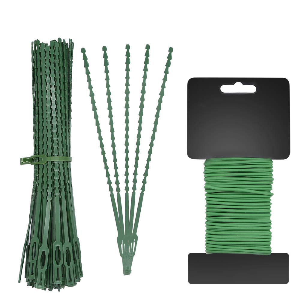 Banydoll Reusable Garden Plant Twist Ties - Heavy Duty Soft Wire Ties for Plants, Gardening, Home & Office (1PC Soft Tie + 100PC 23cm Plant Ties) - Perfect for Vine Support, Tomato Staking & Organizing Cables