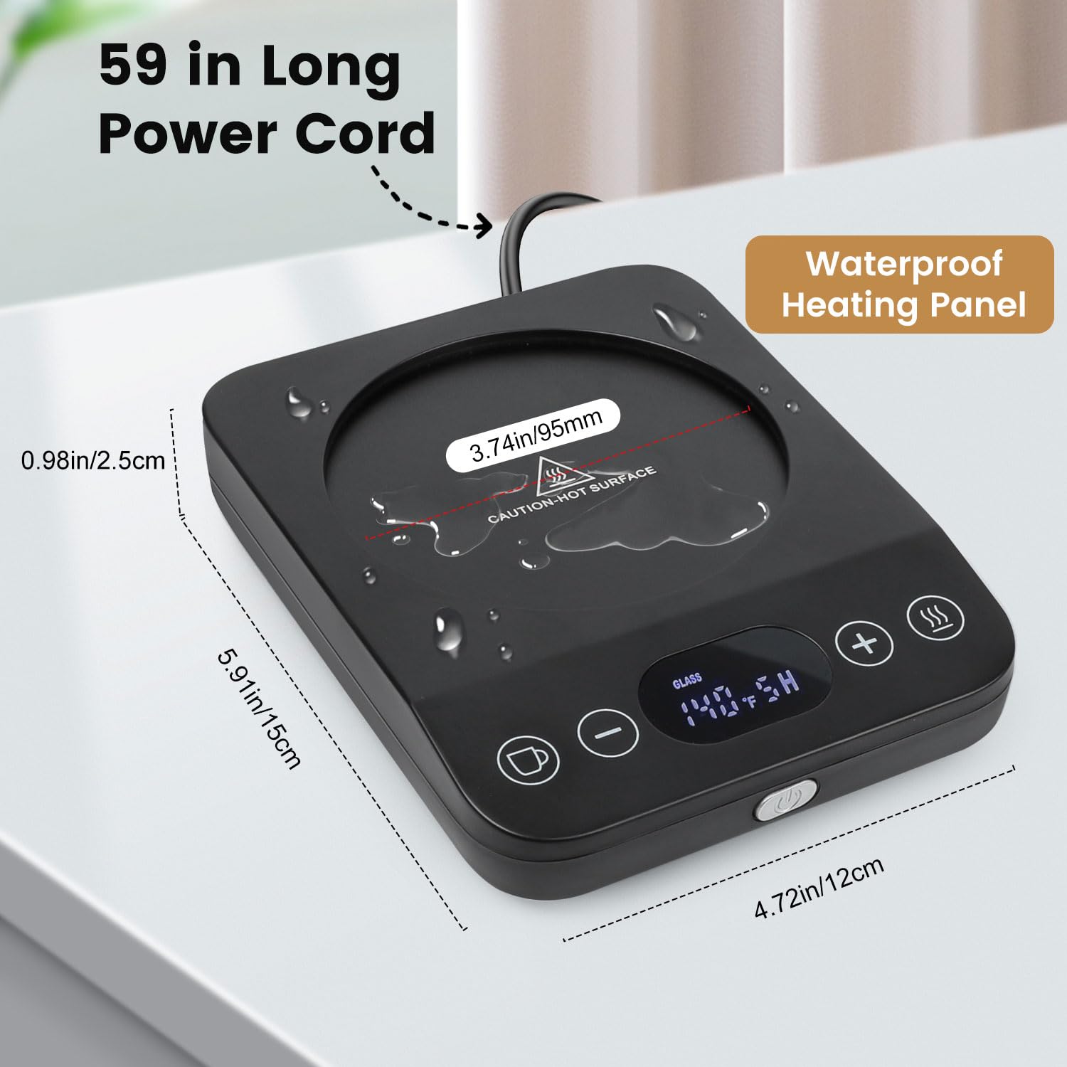 30W Coffee Mug Warmer with Auto Shut Off & Timer - 15.5oz Aesthetic Ceramic Mug Set - Smart Desk Heater for Coffee, Tea, Hot Beverages - Perfect for Office, Home Use & Gift Giving - Black