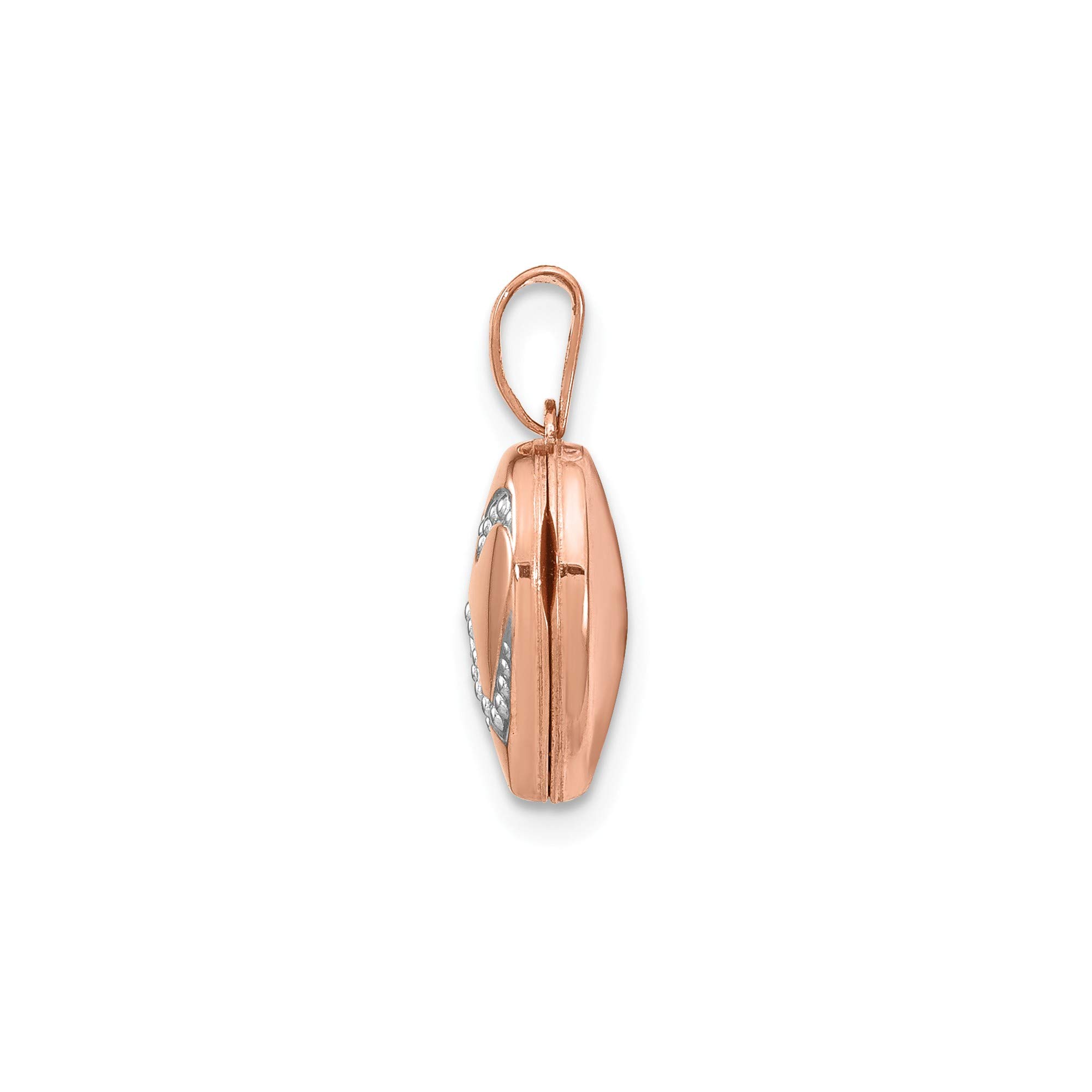 14K Rose Gold Heart Locket Necklace with Rhodium Plating - 12mm Elegant Pendant for Women - Perfect Gift for Valentine's Day, Anniversary & Special Occasions