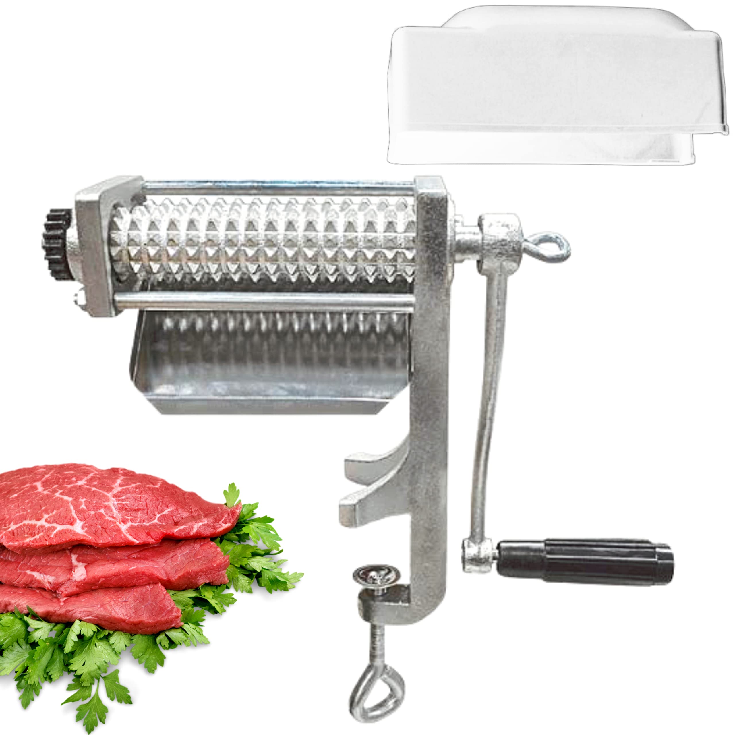 Heavy Duty Manual Meat Tenderizer - Professional Steak Flattening Tool with Clamp-on Design for Beef, Chicken & Pork | Perfect for Restaurants, Butcher Shops & Home Cooking