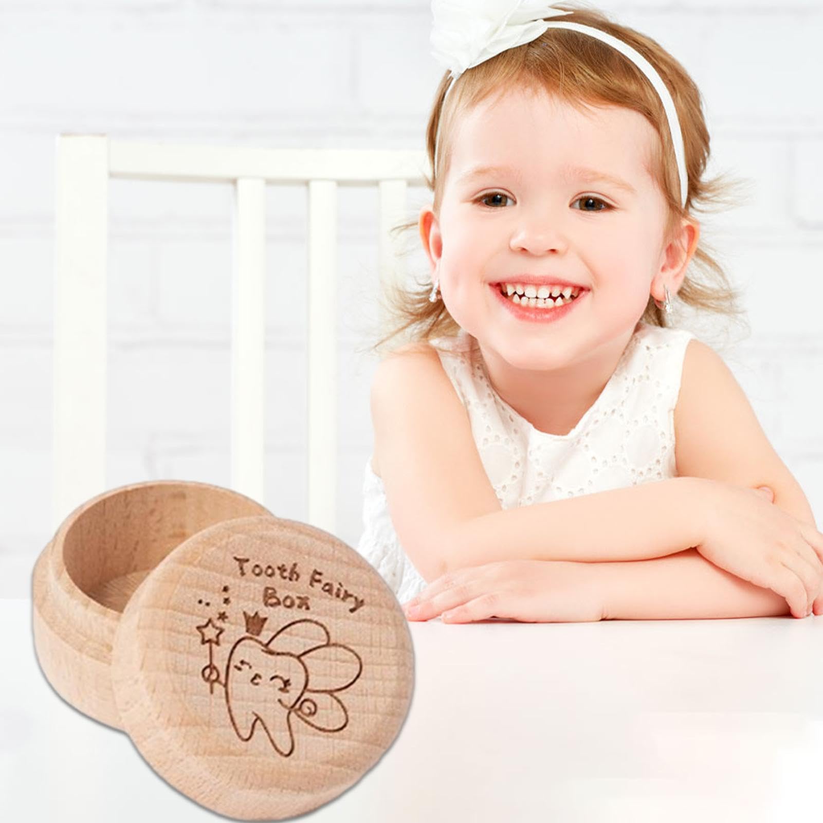 GYOUZA Wooden Baby Tooth Keepsake Box - First Tooth Storage Container for Boys & Girls | Fairy Tooth Saver Gift for Baby Shower, Birthday & Milestone Celebrations | Perfect for Preserving Childhood Memories & Creating Tooth Fairy Traditions