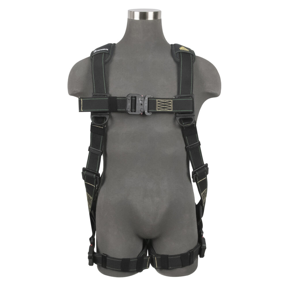 Arc Flash Full Body Harness DE 1D with QC Chest & Leg Straps - Heavy Duty Electrical Safety Gear for Utility Workers & Industrial Protection