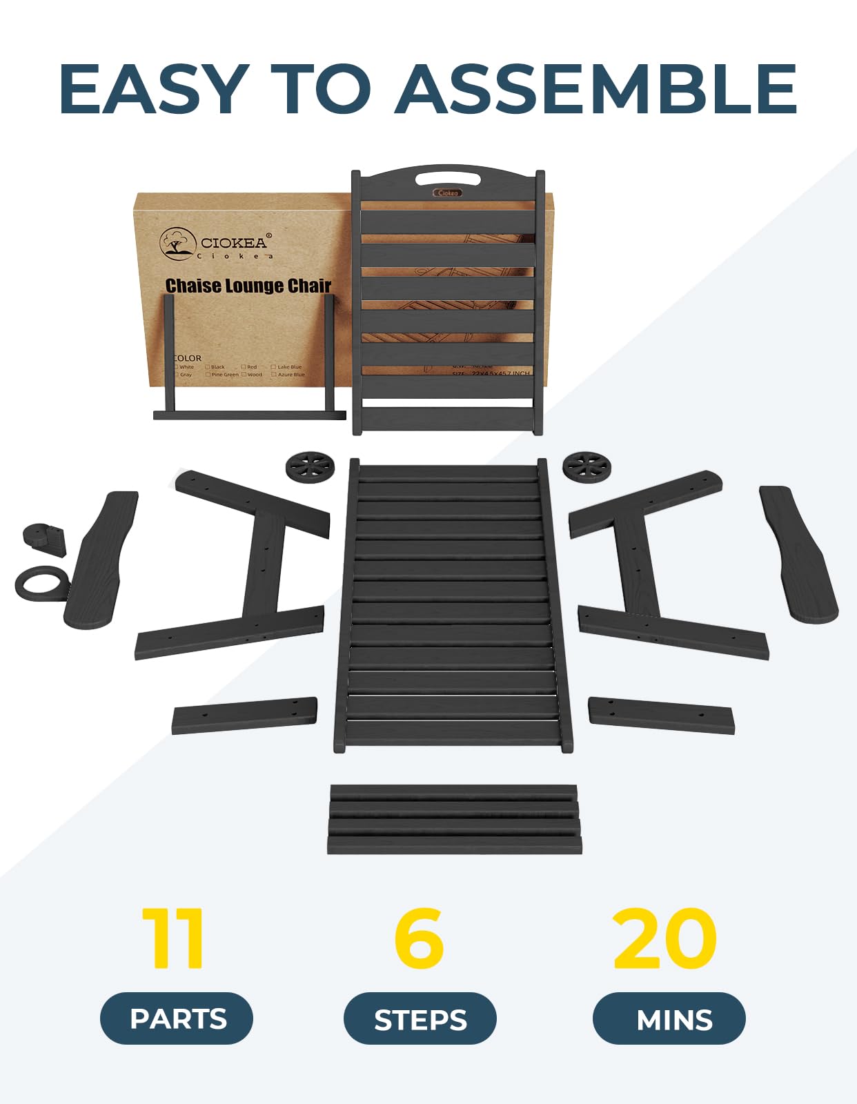 Oversized Outdoor Lounge Chair with 5 Adjustable Positions, HDPE Patio Chaise with Wheels & Cup Holder - Perfect for Poolside, Deck, Backyard Relaxation & Sunbathing