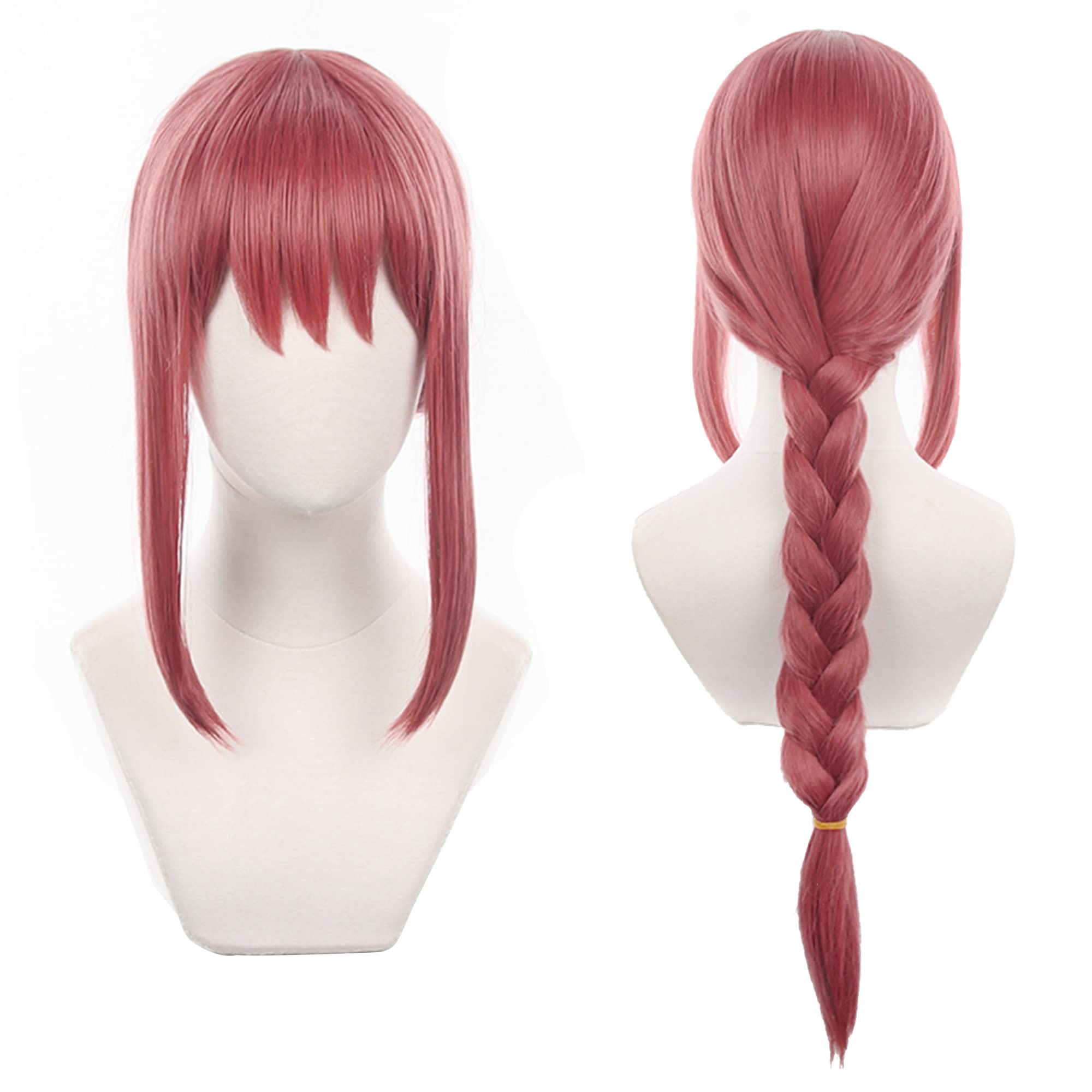 Anime Long Orange Pink Cosplay Makima Wig for Chainsaw Man Halloween Costume Party | High-Quality Synthetic Hair Wig for Adults | Perfect for Cosplay, Halloween, Anime Conventions & Themed Parties