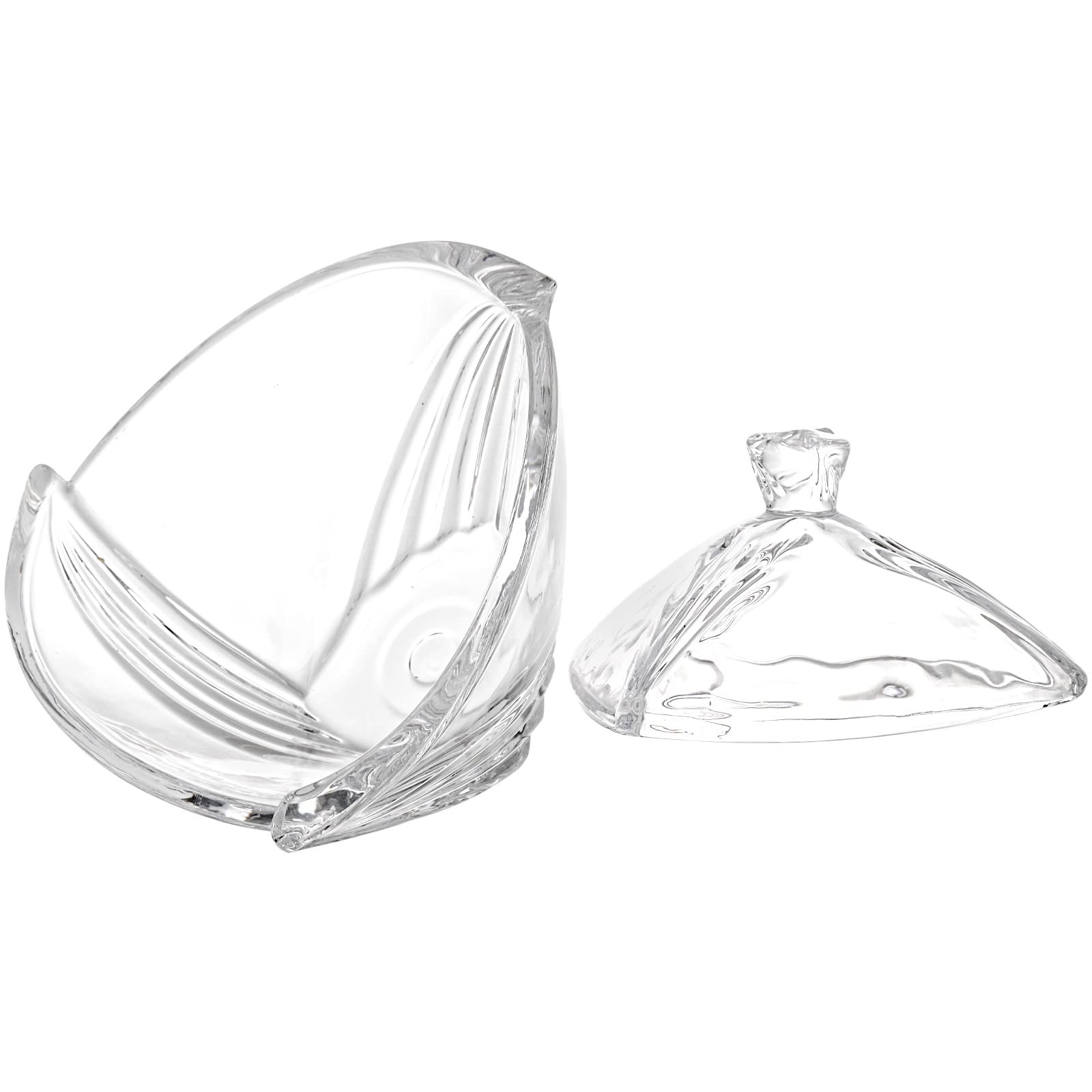 SOUJOY 2-Pack Glass Candy Dish with Lid - Clear Covered Candy Bowl & Retro European Style Jar for Home, Kitchen, Office - Perfect for Halloween Treats, Party Snacks & Table Decor