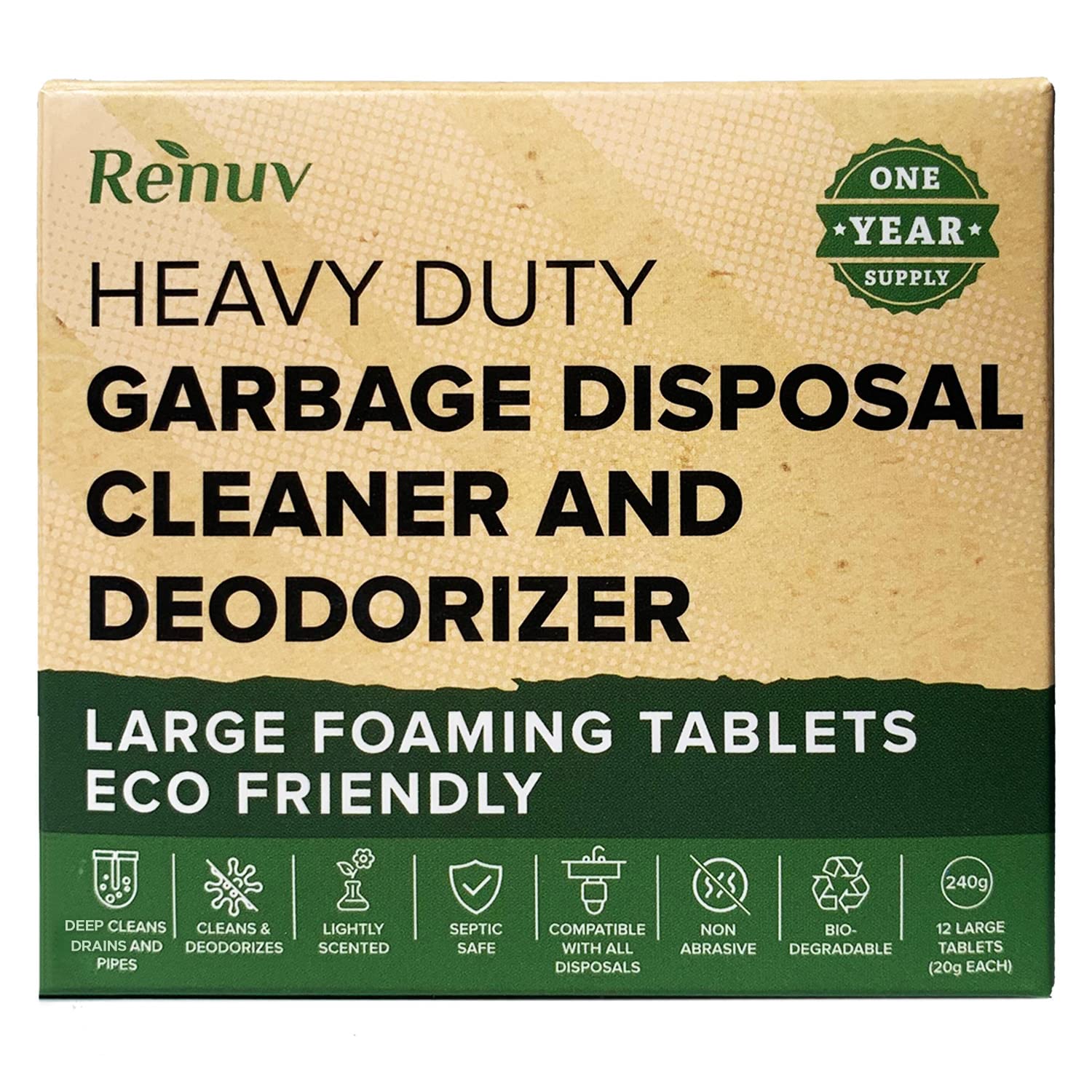 **Eco-Friendly Dishwasher & Garbage Disposal Cleaning Tablets - 12 Month Supply | Deep Clean, Deodorize & Freshen for Sparkling Dishes & Odor-Free Sink**    *(Perfect for kitchens, RVs, apartments & eco-conscious homes!)*