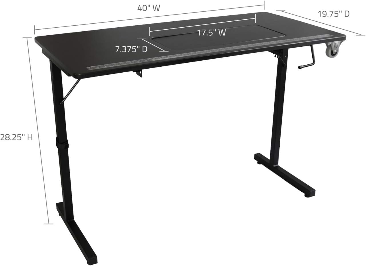 Portable Folding Sewing Table with Steel Legs - SewStation 101 Compact Sewing Desk for Quilting & Crafts, Black | Perfect for Home, Travel & Small Spaces