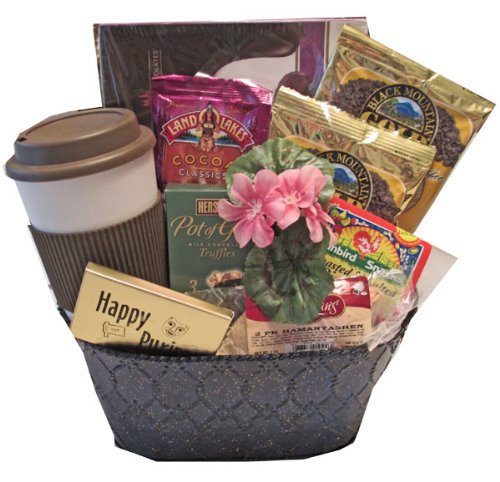 Purim Gift Basket with Delicious Cookies, Assorted Candy & Premium Coffee - Perfect for Jewish Holidays, Celebrations & Festive Gifting