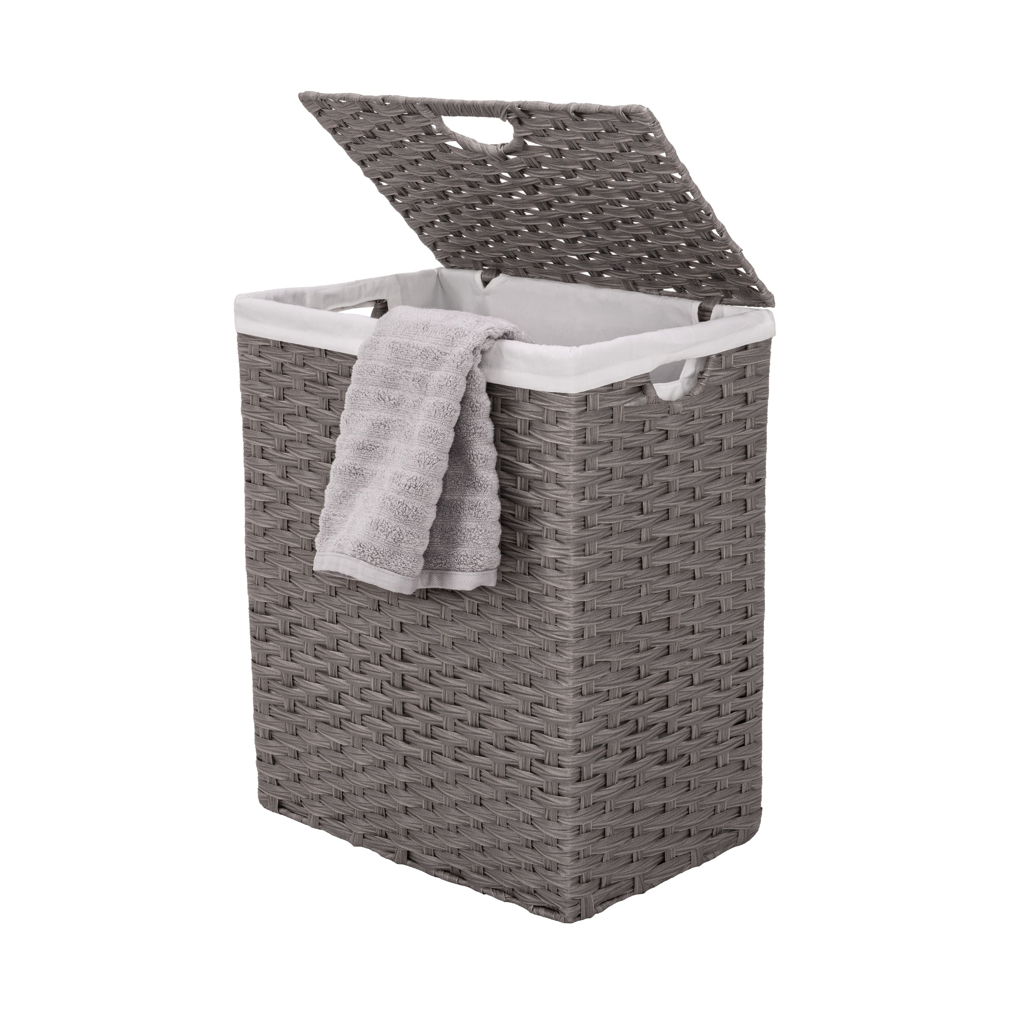 Handwoven Lidded Laundry Hamper Basket - Breathable Cotton Storage Bin for Clothes, Towels & Toys - Perfect for Bedroom, Bathroom & Nursery Organization