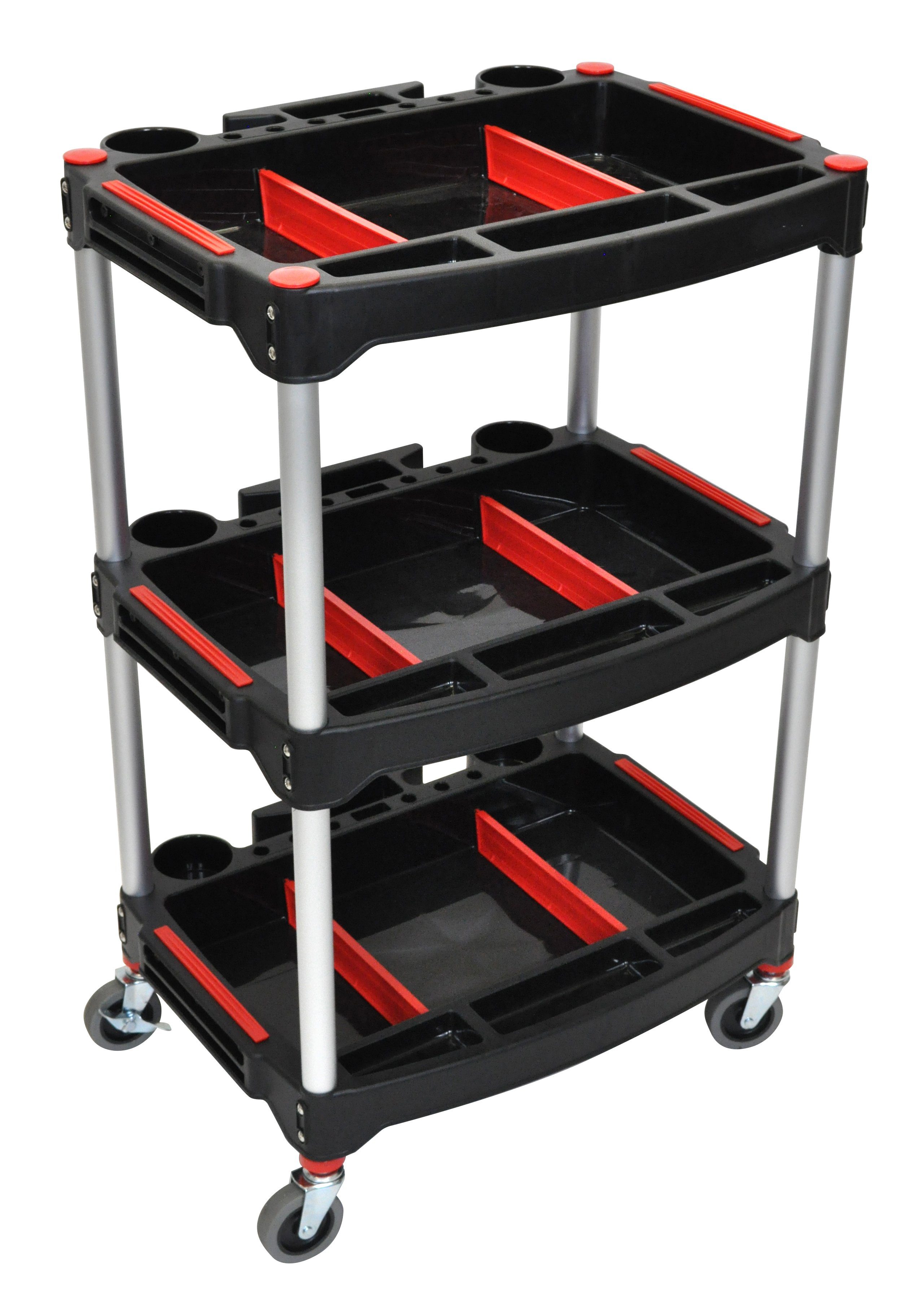 Luxor 3-Shelf Rolling Tool Cart with Locking Wheels - Heavy Duty Metal Utility Cart for Garage, Workshop, and Automotive Repair - Perfect for Organizing Tools and Equipment