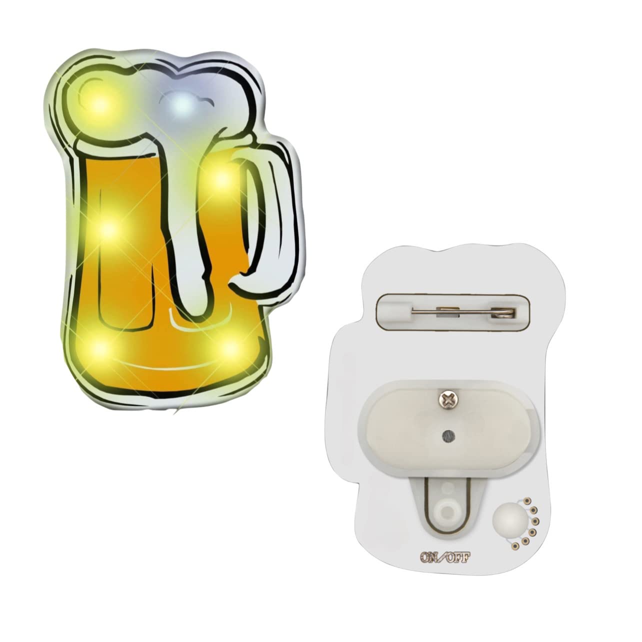 5 Pack LED Beer Bottle Light Up Lapel Pins - Fun Bar Party Favors, Costume Accessories & Promotional Giveaways for Beer Lovers, Nightlife Events & Themed Parties