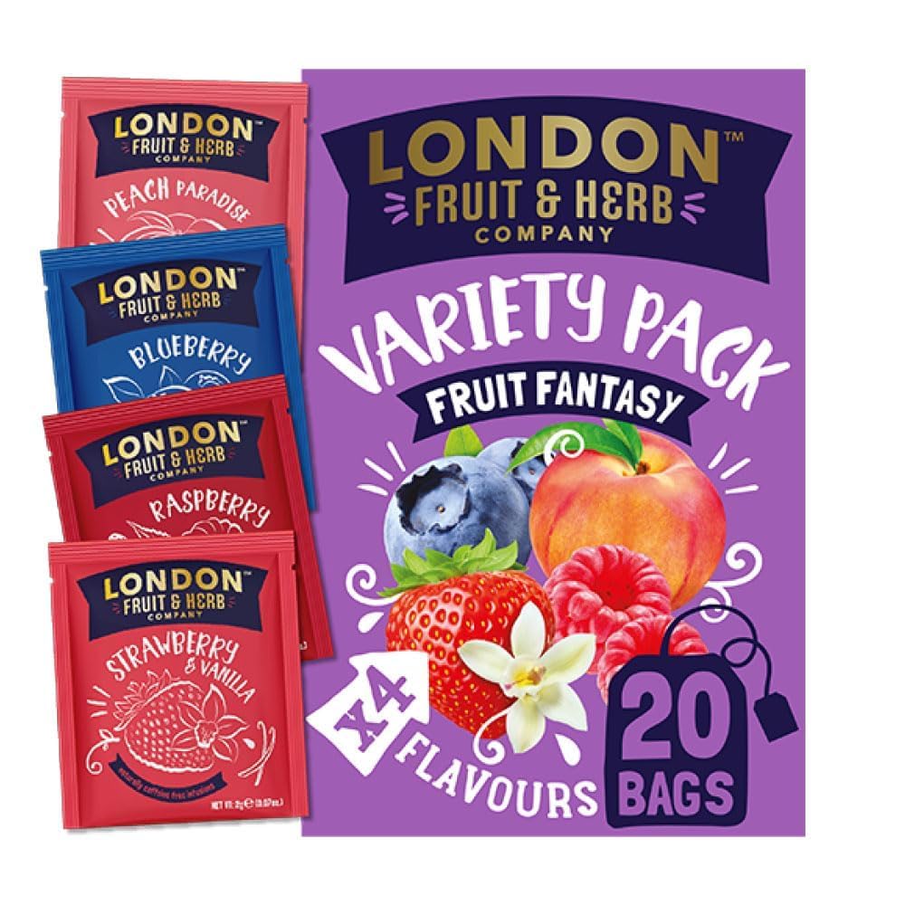 London Fruit & Herb Fruit Fantasy Tea Bags - Delicious Herbal Tea Blend for Relaxation & Wellness - Perfect for Afternoon Tea, Gifts & Home Enjoyment